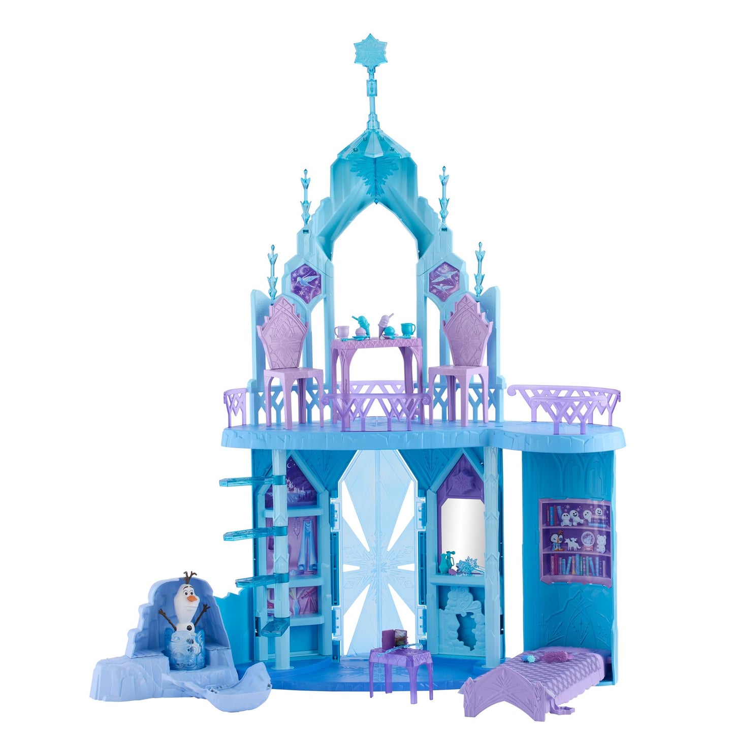 Mattel Disney Frozen Elsa Ice Castle Playset with Olaf, 5 Play Areas & 21 Accessories, 2.5-Ft Tall Ice Palace, Inspired by Frozen Movies