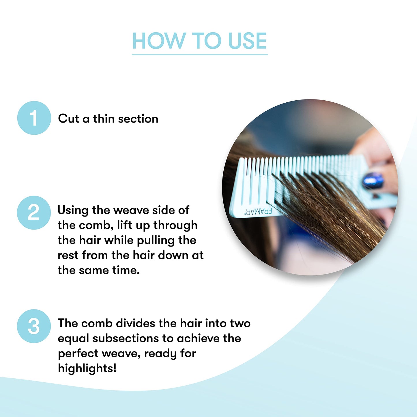 FRAMAR Dreamweaver Highlight Comb Set – 3 Pack Pastel Professional Foiling & Parting Combs for Hair Coloring, Dyeing & Precise Highlights