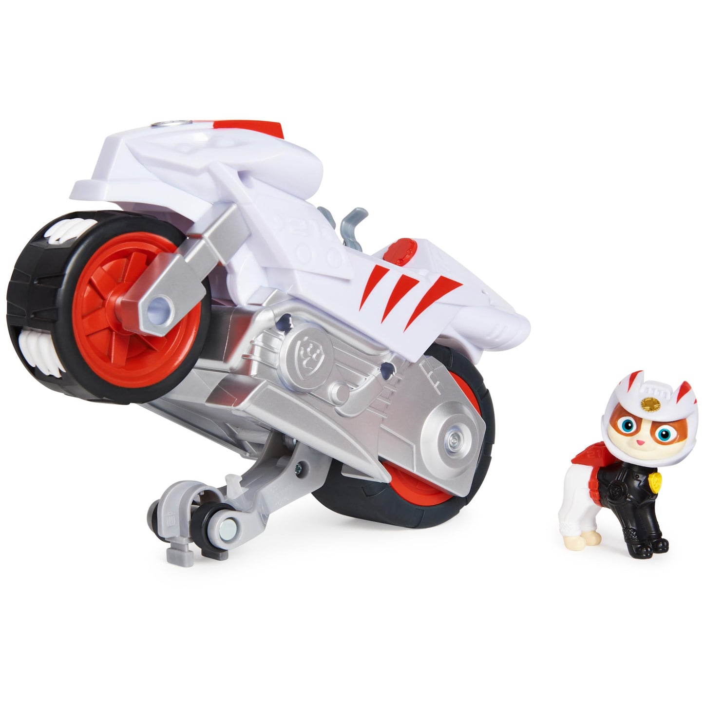 PAW Patrol, Moto Pups Wildcat’s Deluxe Pull Back Motorcycle Vehicle with Wheelie Feature and Toy Figure