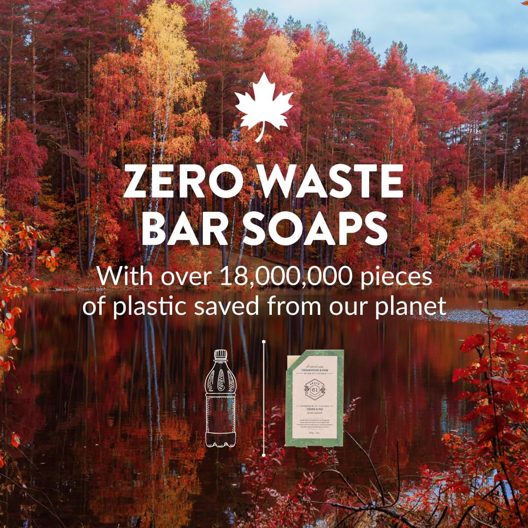 Crate 61 Organics, Handmade in Canada, Plant Based Cold Process Natural Bar Soap, With Premium Essential Oils, Dry Skin, Pack of 6 (For Him)