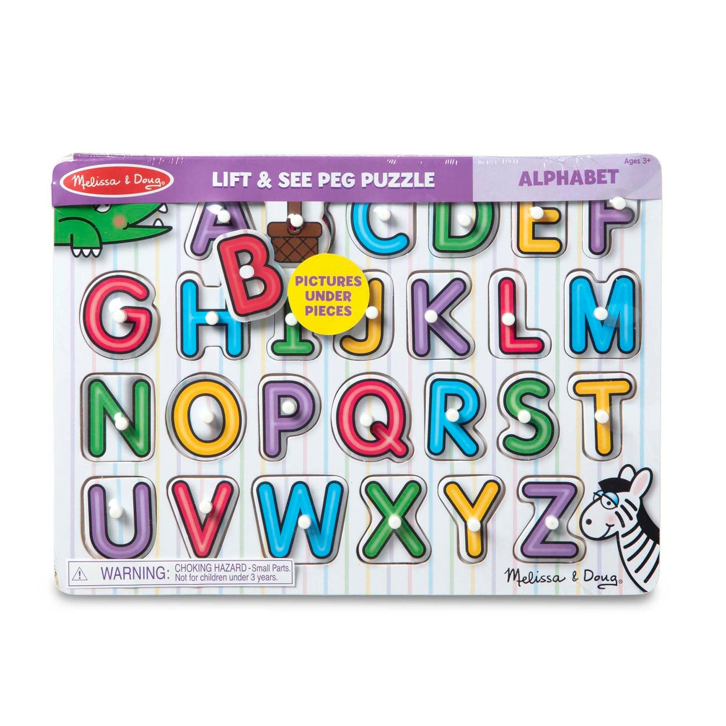 Melissa & Doug Lift & See Alphabet Wooden Peg Puzzle (26 pcs) - FSC Certified