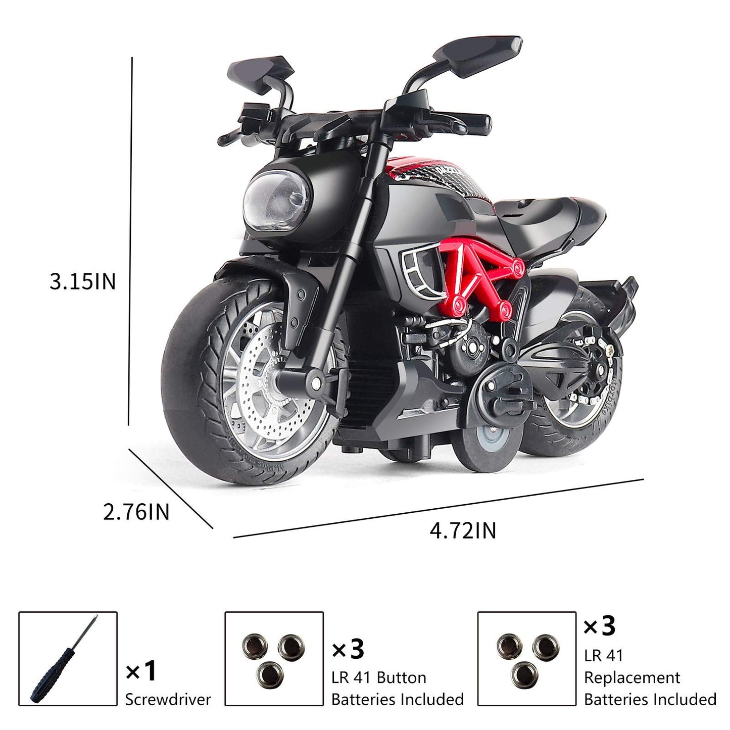 MING YING 66 Toy Motorcycle - Pull Back Toy Cars with Sound and Light Toy,Motorcycle Toy for Kids,Motorcycle Toys for Boys Age 3-9