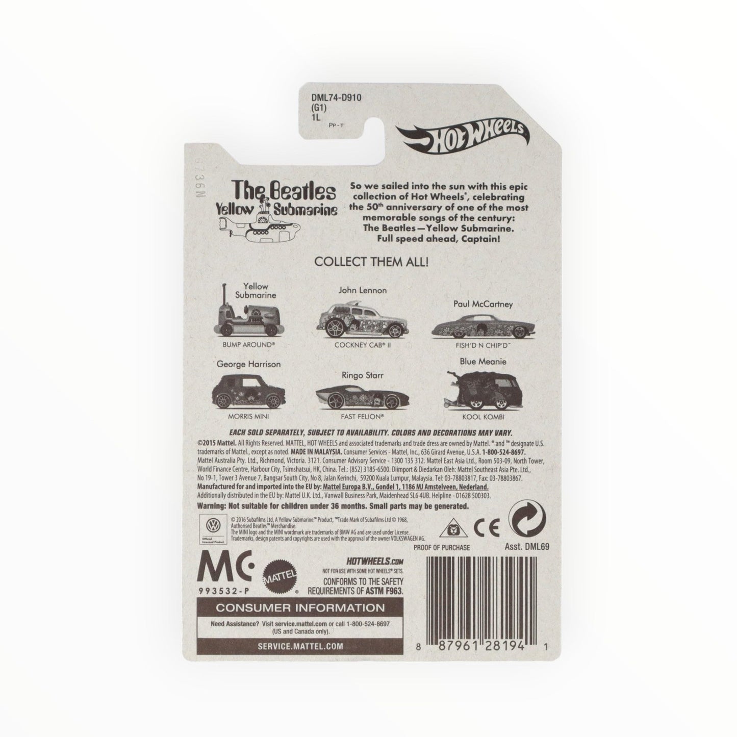 Hot Wheels Bump Around - The Beatles Yellow Submarine 1/6