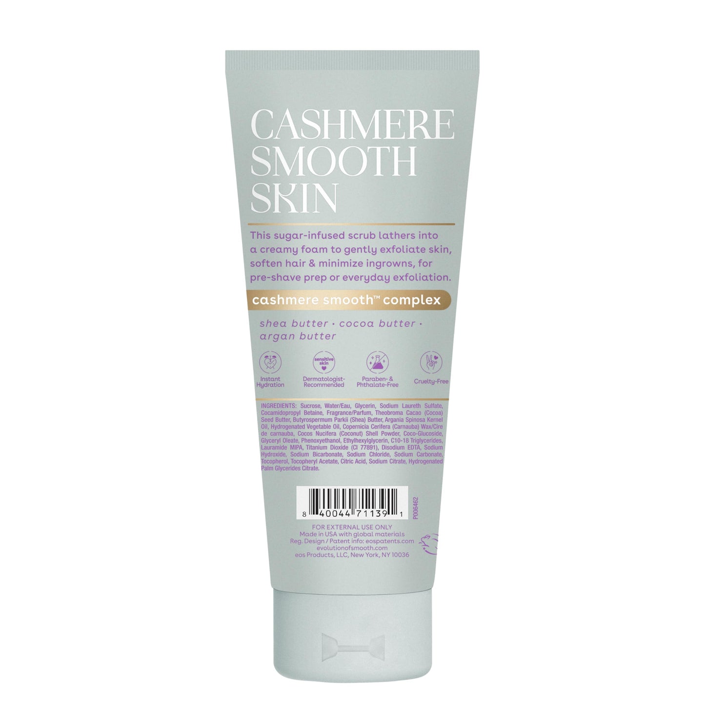 eos Cashmere Skin Collection Pre-Shave Scrub- Vanilla Cashmere Scented, Exfoliating Body Scrub, 7 fl oz