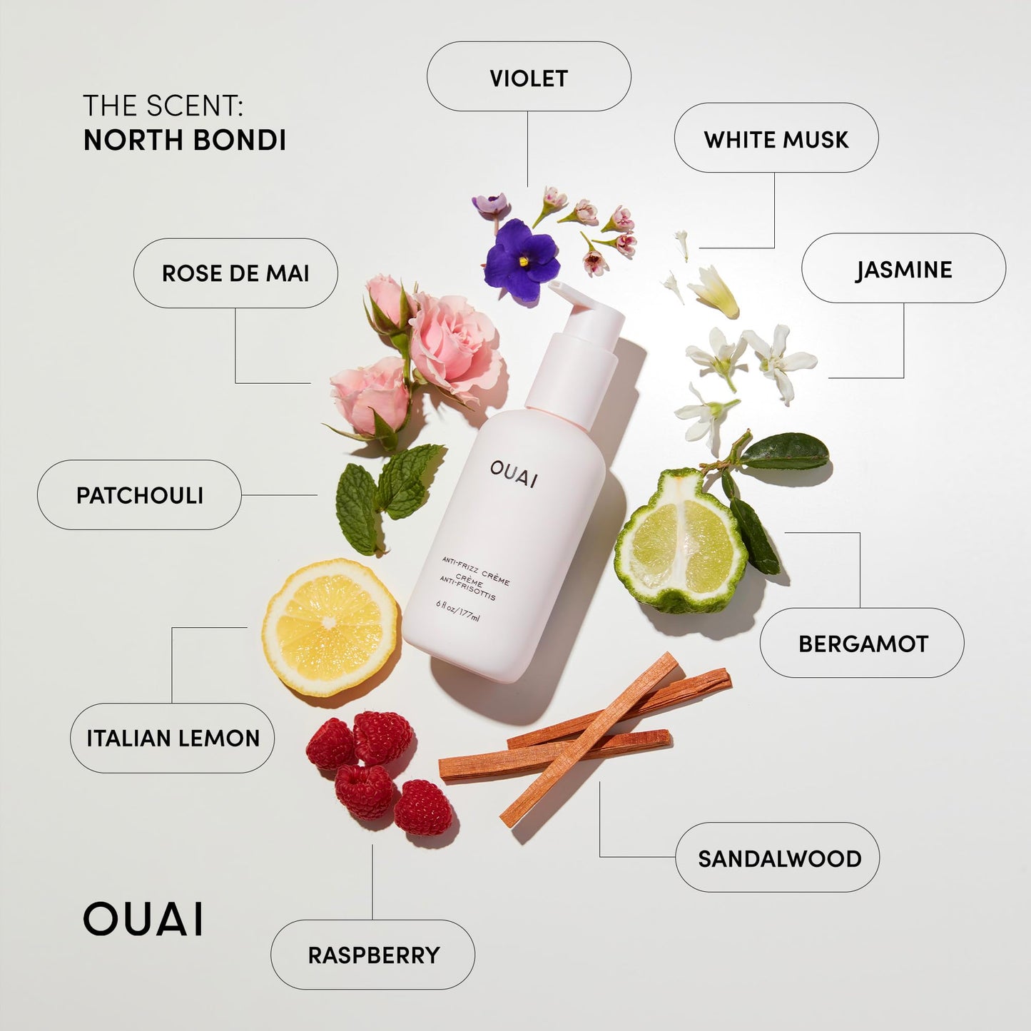 OUAI Anti-Frizz Cream - Moisturizing Hair Cream with Jackfruit & Beetroot Extract for Frizz Control, Heat Protection & Lasting Hydration, 6 oz