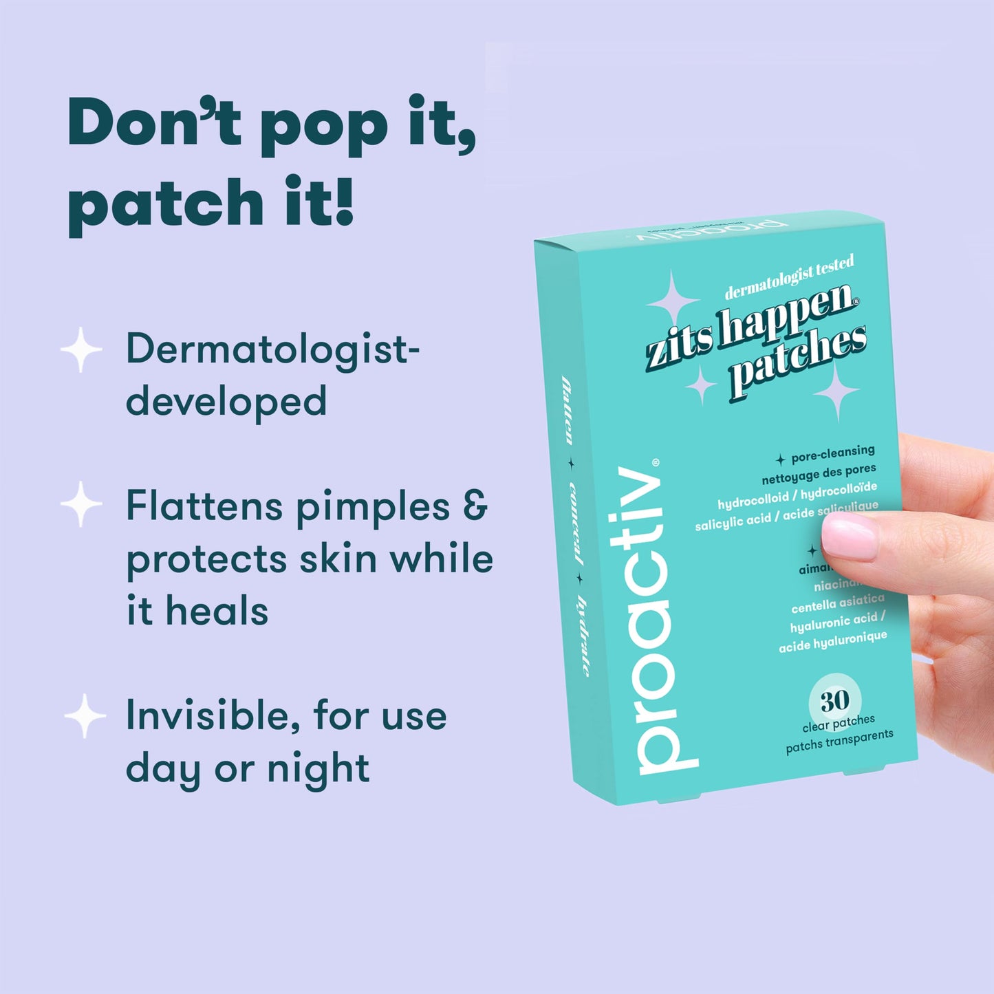 Proactiv Zits Happen® Hydrocolloid Acne Patches- Pimple Patches for Face and Back Acne with Pore Cleansing Salicylic Acid- 30 Count