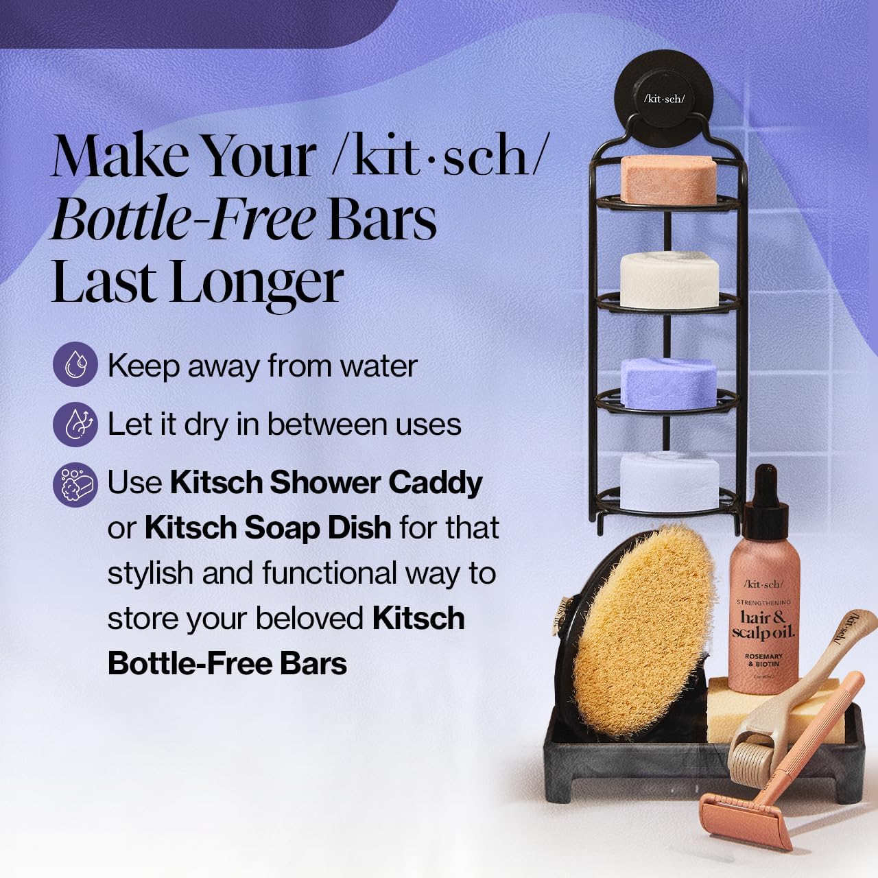 Kitsch Purple Shampoo & Conditioner Bar Set for Blonde & Color-Treated Hair – Biotin Strengthening, Anti-Brass, Vegan & Sulfate Free, Made in USA