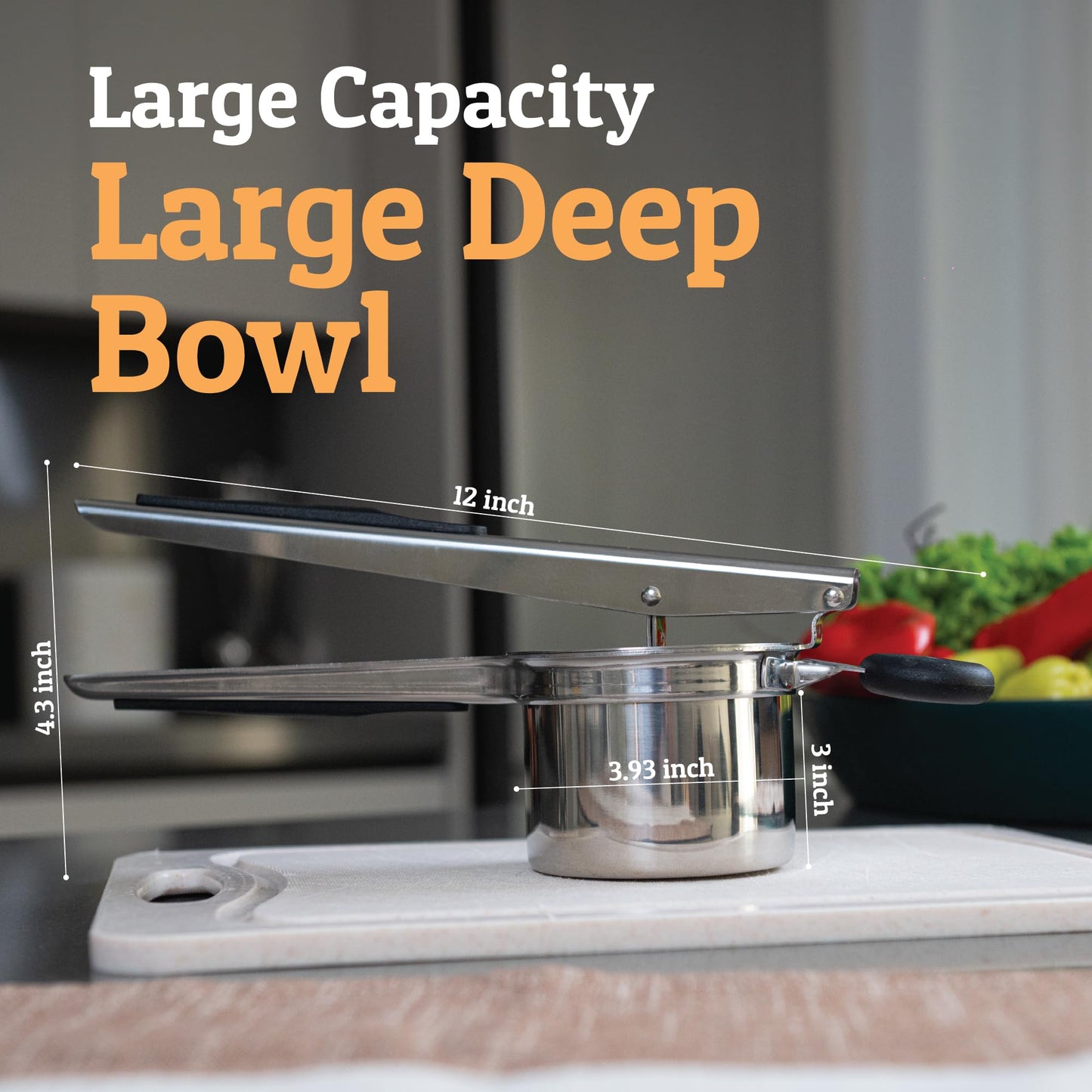 PriorityChef 15oz Potato Ricer – Heavy-Duty Stainless Steel Masher & Press for Perfect Mashed Potatoes Every Time