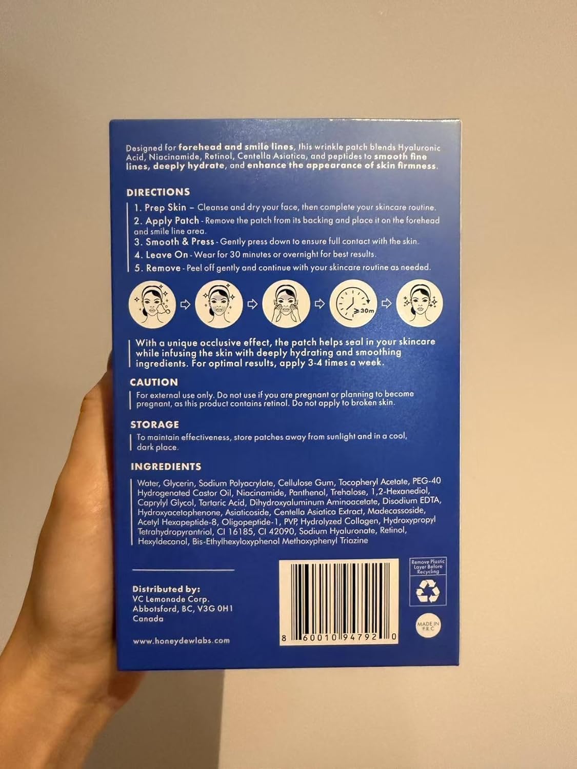 Honeydew Labs Anti-Wrinkle Patches for Forehead & Smile Lines with Retinol, Collagen & Peptides – 36PCS Overnight Face Smoothing