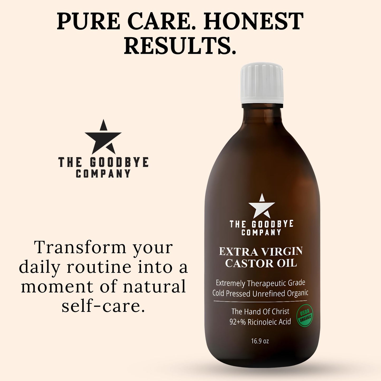 Premium Organic Cold-Pressed Castor Oil 16.9 oz – Extra Virgin, Hexane-Free, Small Batch, Ethically Sourced for Hair, Skin, Lashes & Brows