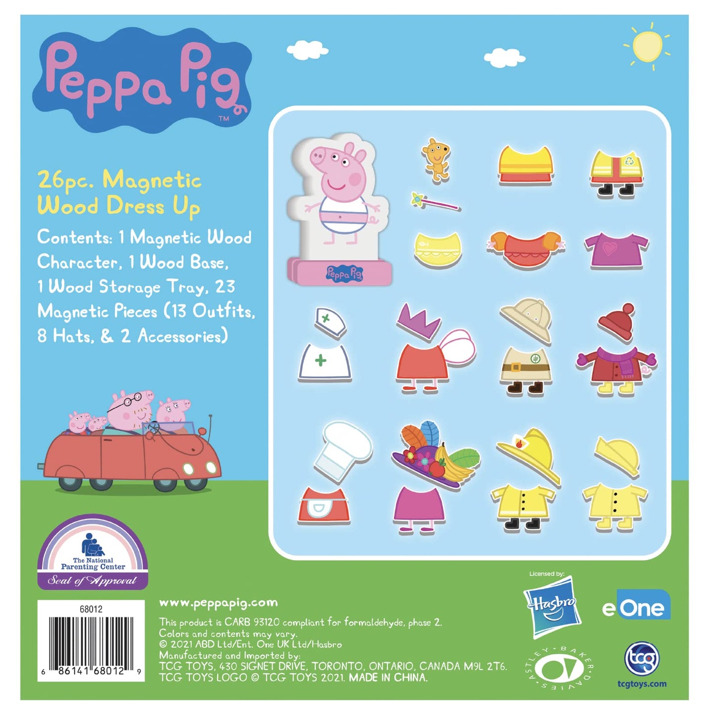 Peppa Pig Magnetic Wooden Dress-Up Doll with 26 Pieces & Storage Box – Mix & Match Creative Play for Kids 3+