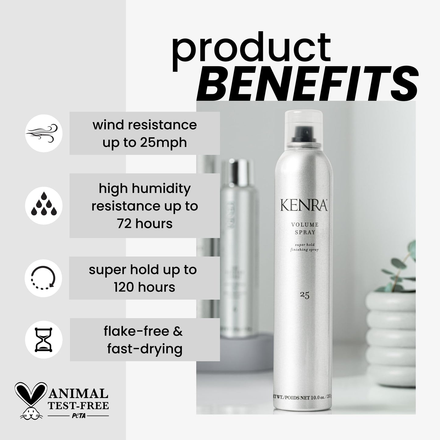 Kenra Professional Volume Spray 25 50% | Super Hold Finishing Hairspray | Fast-Drying, Flake-Free, Wind & Humidity Resistant | 10 oz