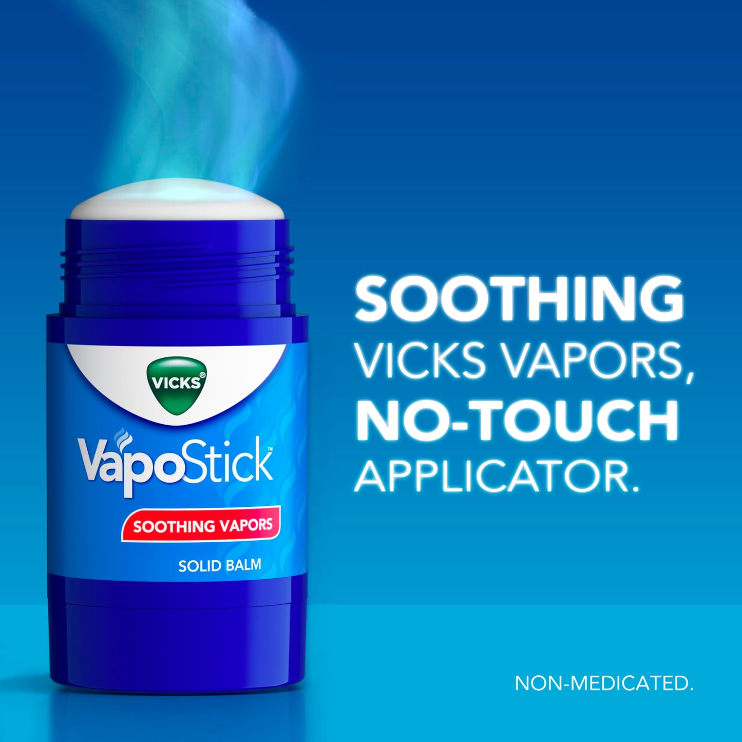 Vicks VapoStick Solid Balm Twin Pack – No-Mess, Non-Medicated Soothing Vapors with Easy No-Touch Applicator, Quick Dry, 1.25oz Each (2 Count)