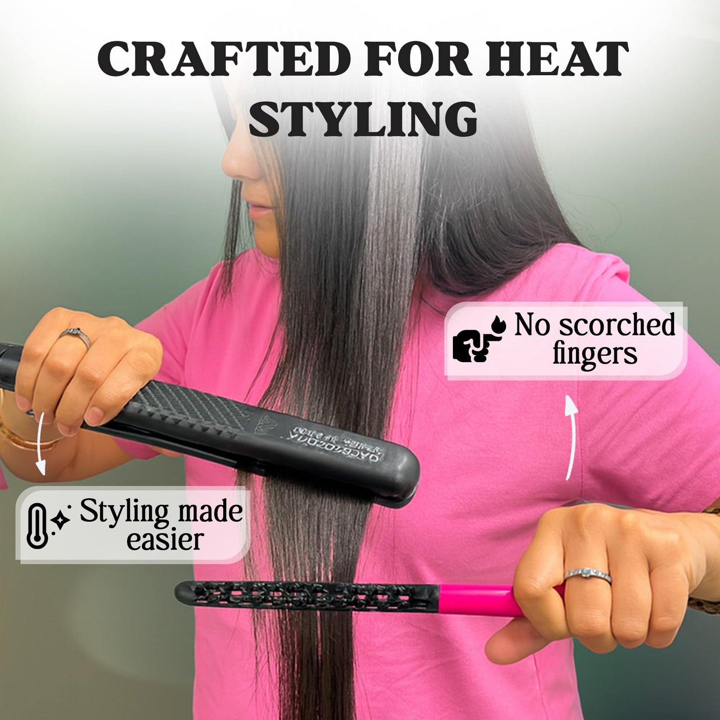 Herstyler Hair Straightening Comb - Straightener Comb for Flat Iron - Makes Styling Easy - Get Straight Hair in Minutes (Pink)