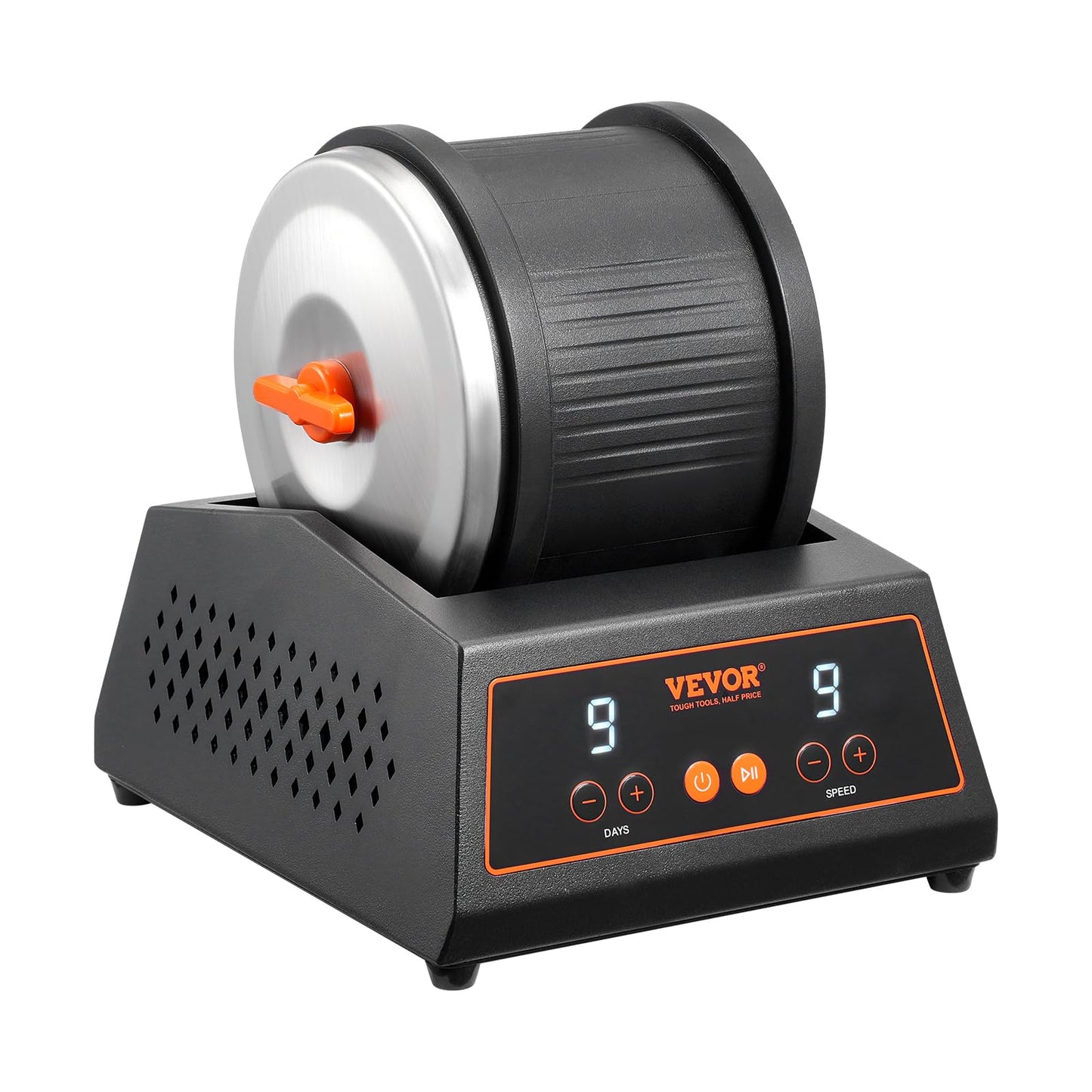 VEVOR 4 lbs Rock Tumbler Machine – 9-Speed Stone Polisher with 9-Day Timer, Direct Drive Motor, Cold-Rolled Steel, for Kids & Adults