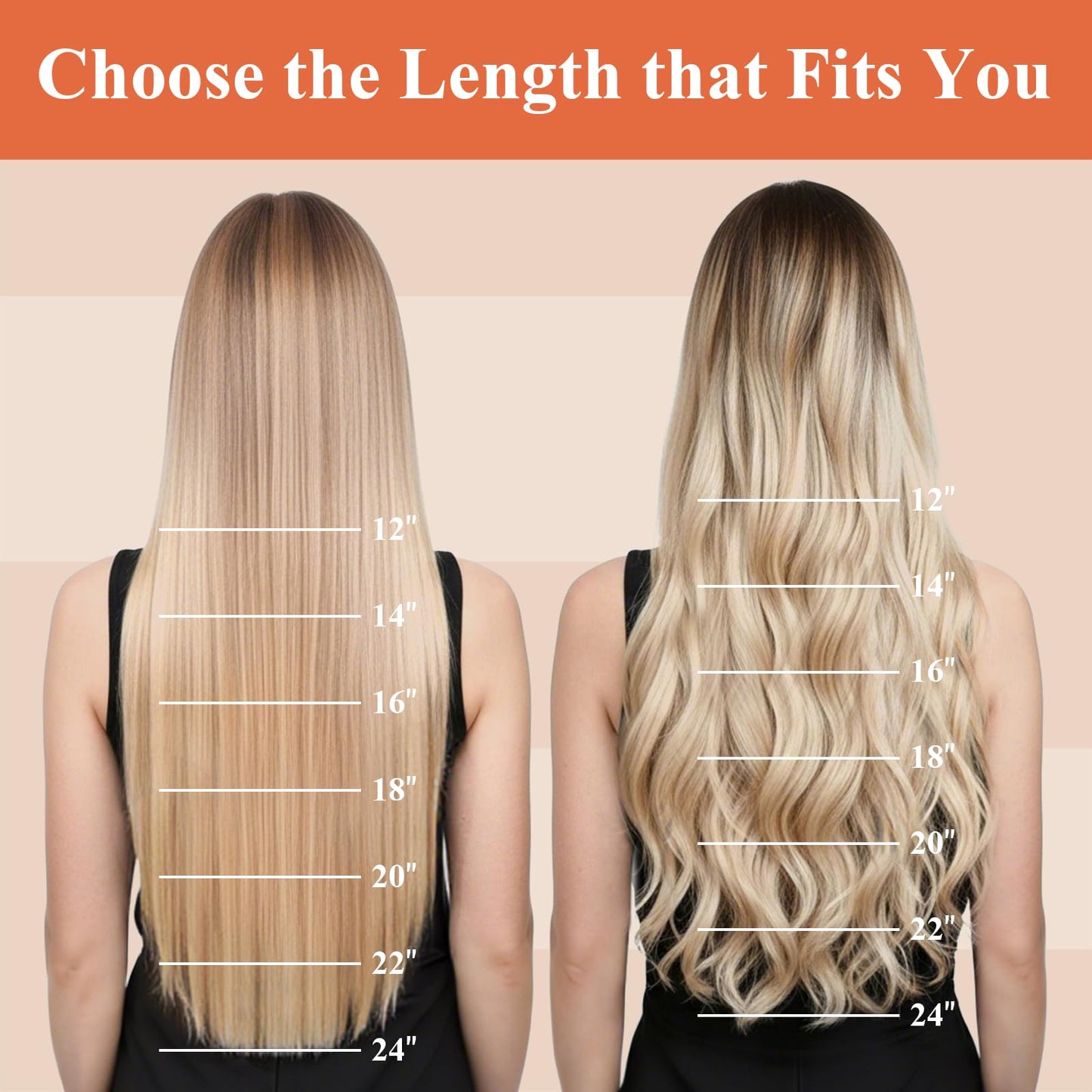 Sunny Hair Invisible Wire Human Hair Extensions – Real Fish Line Extensions Golden Blonde with Medium Blonde Highlights #16/22, 18 Inch