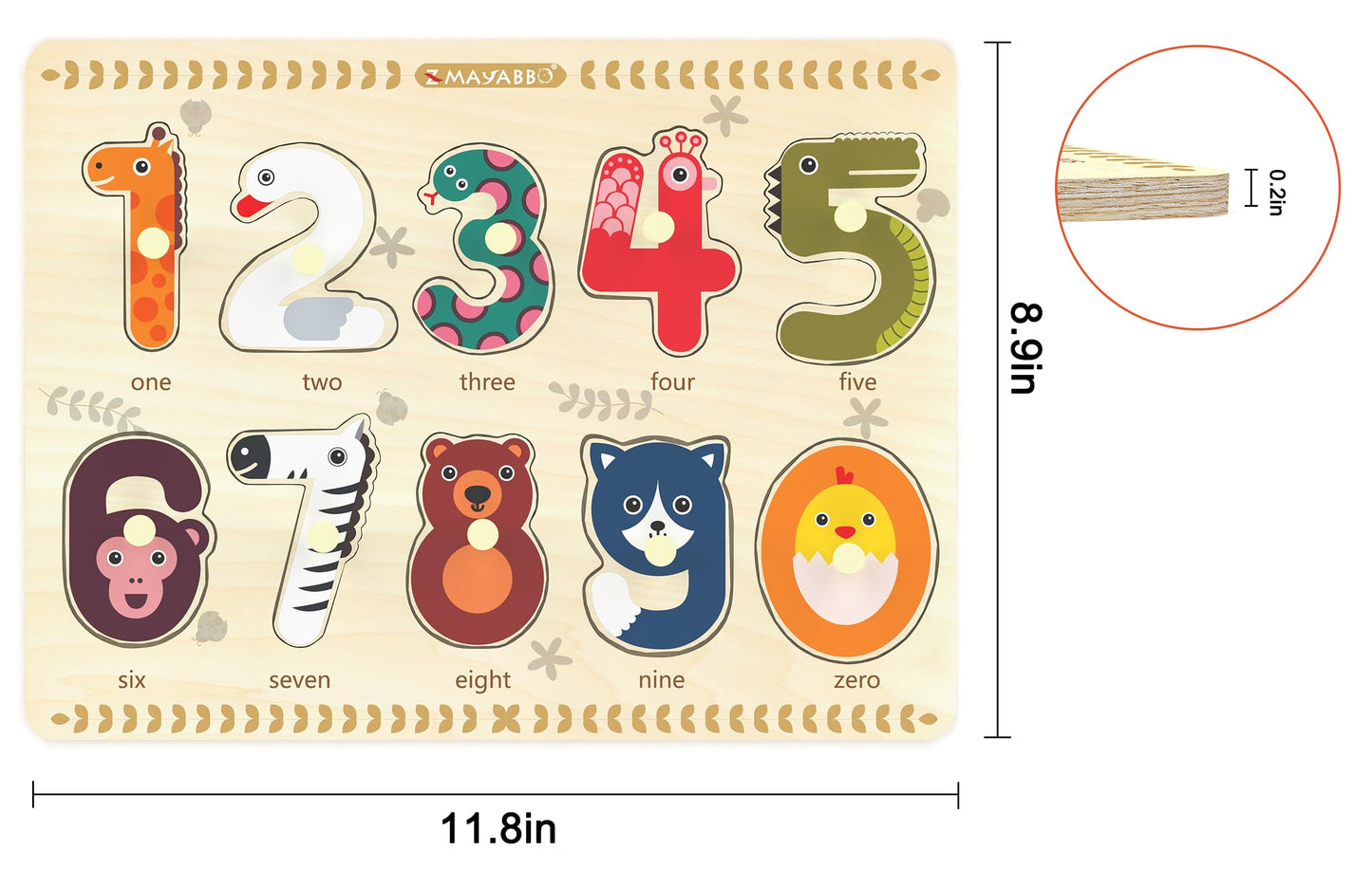 Wooden Puzzles for Toddlers Ages 2-4 – Number & Shape Peg Puzzle Board, Educational Learning Toy for Preschool Kids 18 Months & Up