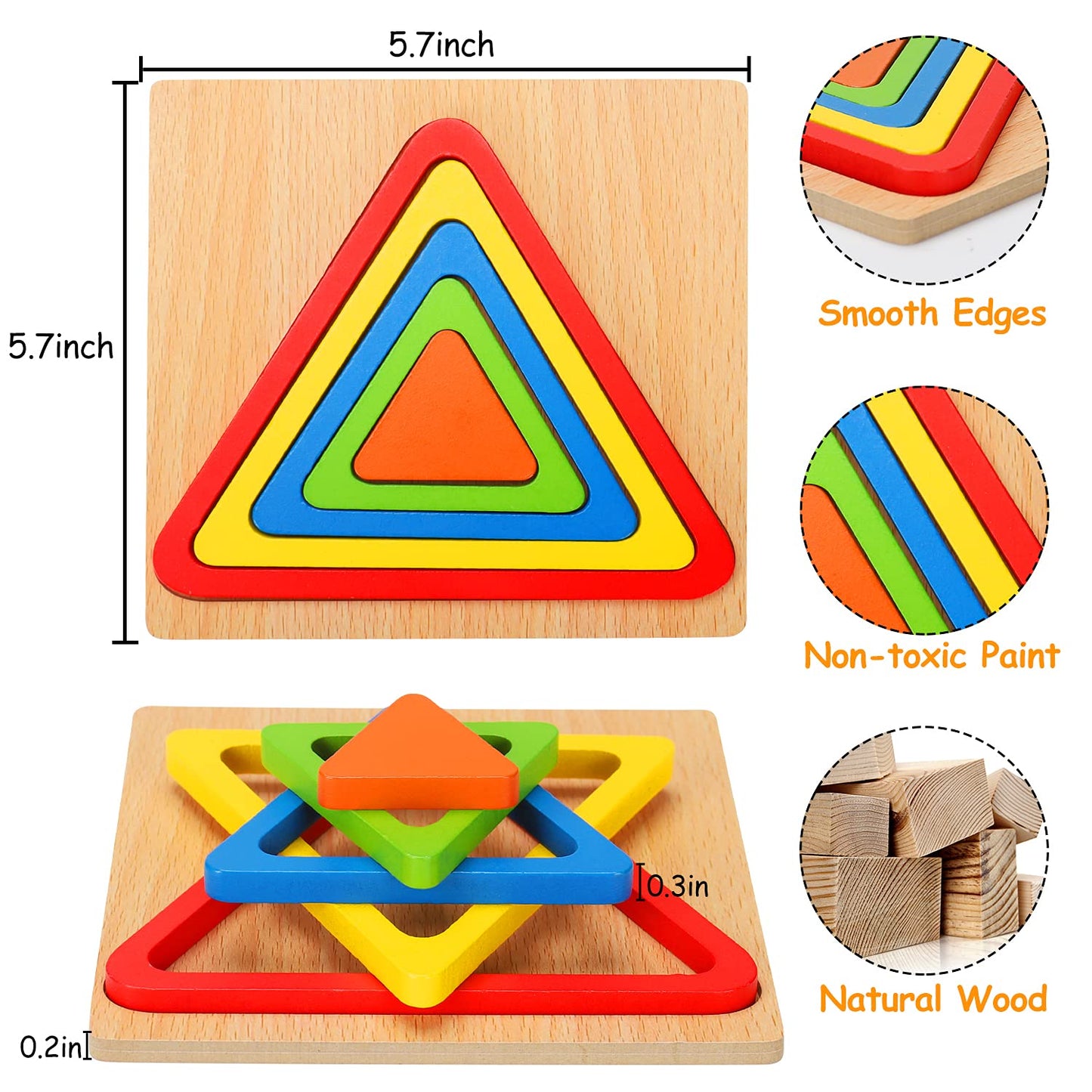 Montessori Toddler Wooden Shape Sorting Puzzle – Sensory & Educational Toy for 1-3 Year Olds, Autism, Preschool Learning, Easter Gift