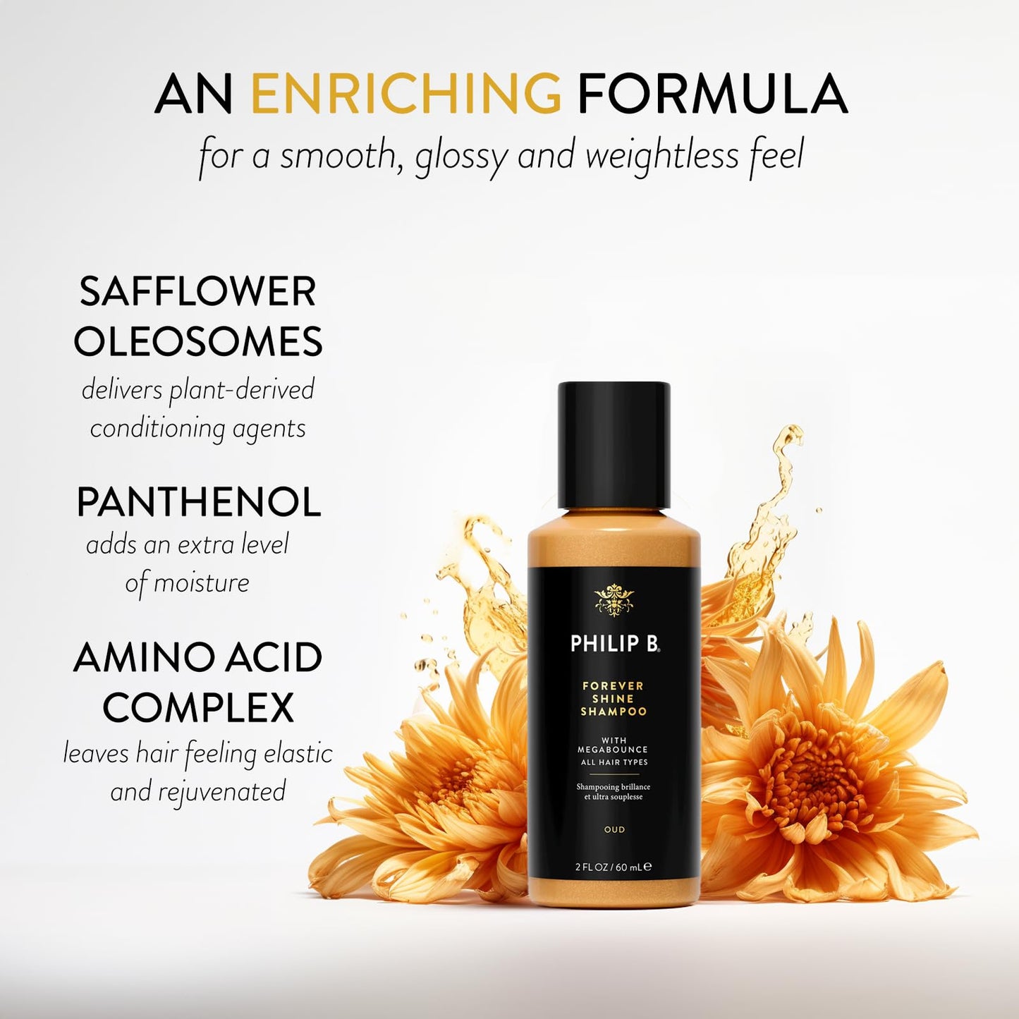 PHILIP B Forever Shine Shampoo 2 fl oz – Volumizing Cleanser with Pure Oud, Smooths Hair, Adds Gloss & Reduces Frizz for All Hair Types