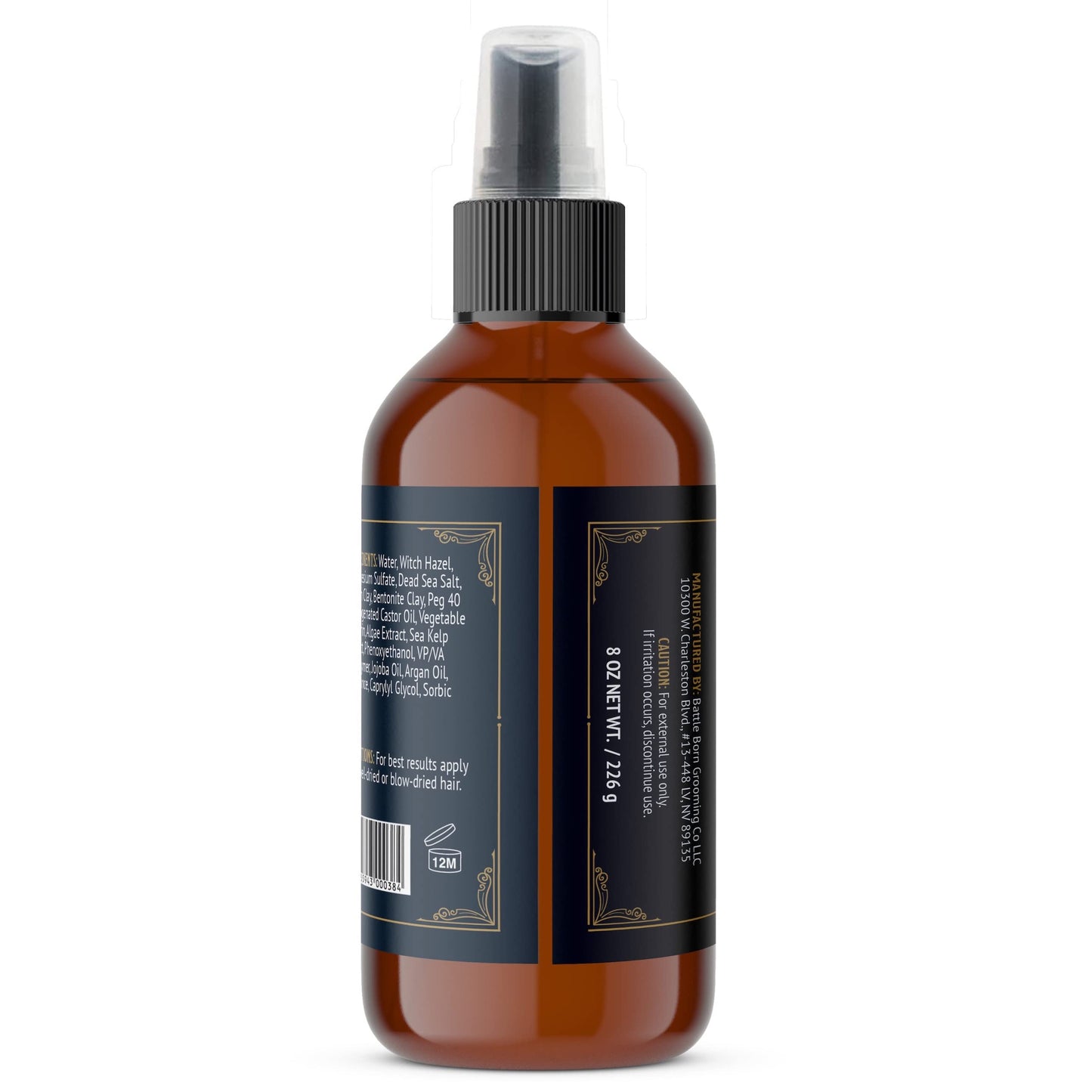 Battle Born Grooming Co Sea Salt Spray (Unscented, 8 fl oz) – Natural Vegan Texturizing Spray for Beach Waves, Volume & Thickness – Unisex