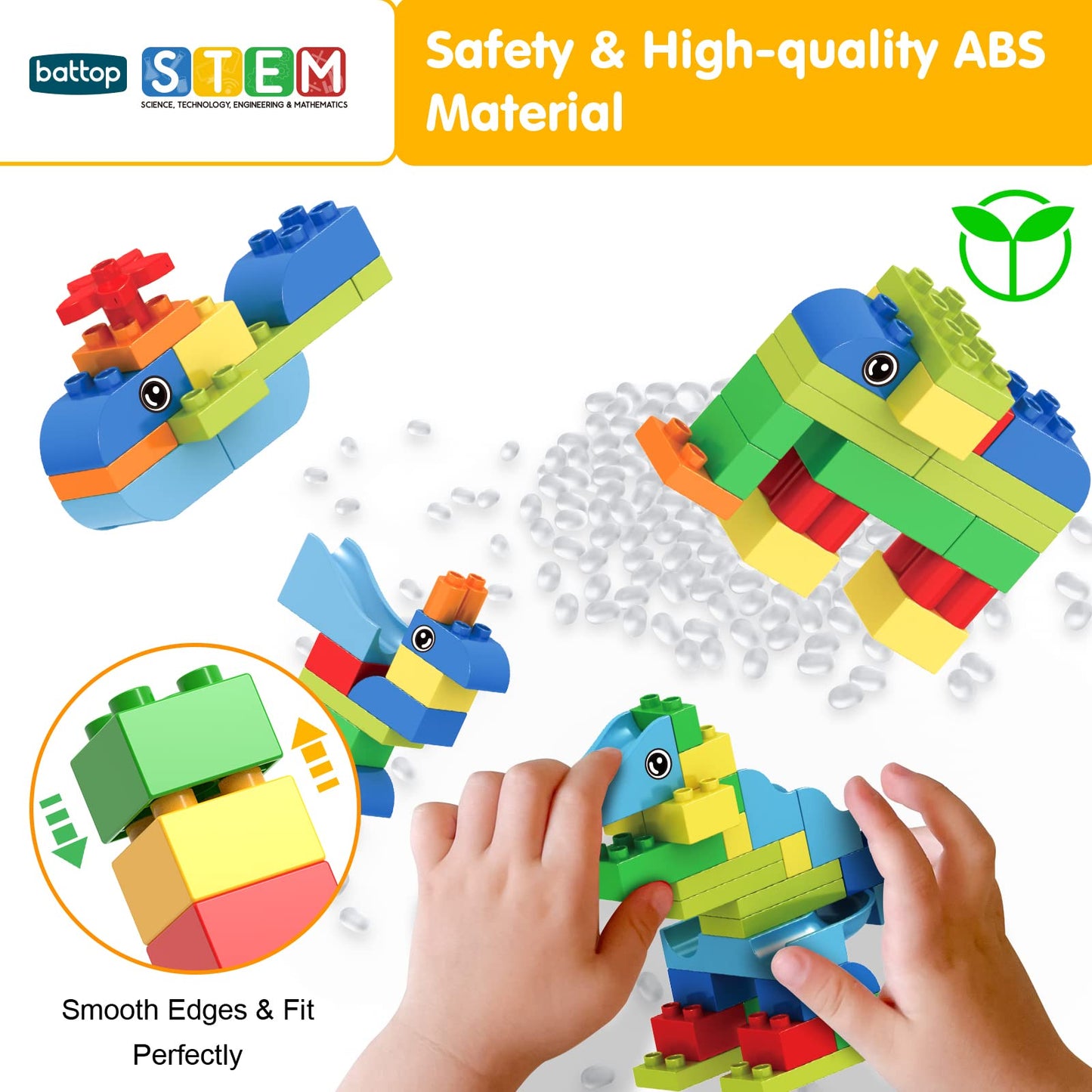 BATTOP Marble Run for Kids 4-8 – 167 PCS Big Blocks, 4-Ball Race Track, STEM Building Toy, Classic Marble Run Set, Xmas Gift for Boys & Girls