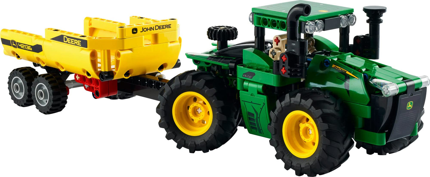 LEGO Technic John Deere 9620R 4WD Tractor Set 42136 with Trailer – Realistic Farm Construction Model for Kids 8+