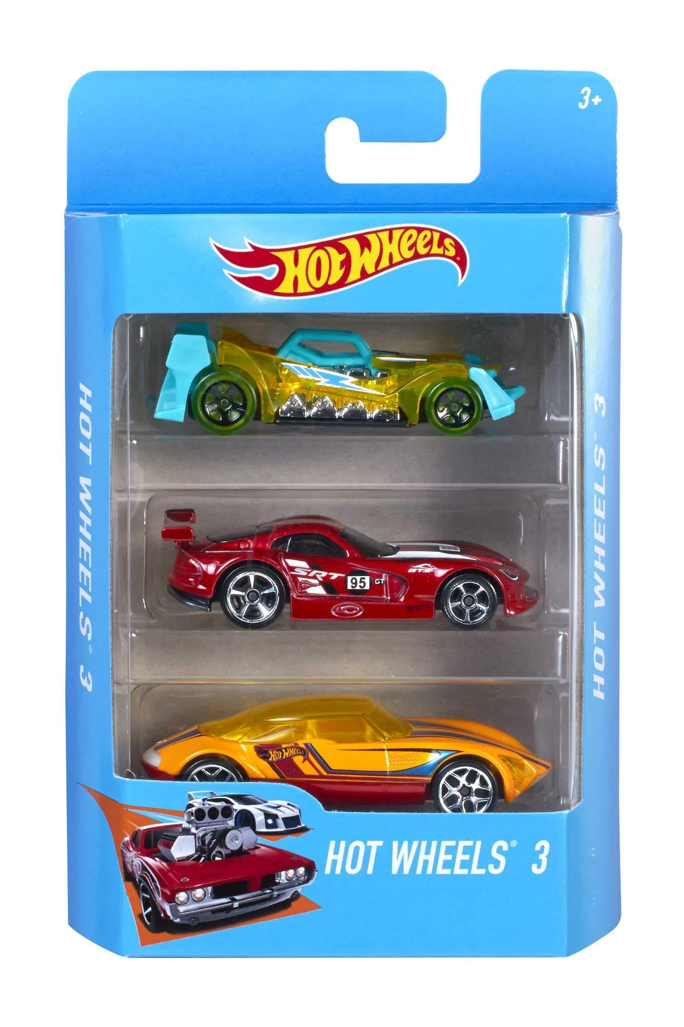 Hot Wheels 3-Car Pack | 1:64 Scale Sports Cars Multipack, Instant Starter Set with Rolling Wheels for Kids 3+