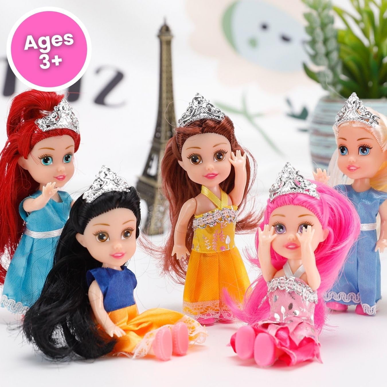 Liberty Imports Little Royal Princess Toddler Dolls with Dresses, Girls Imaginative Pretend Play Small Dolls Party Favors Collection (Princess)