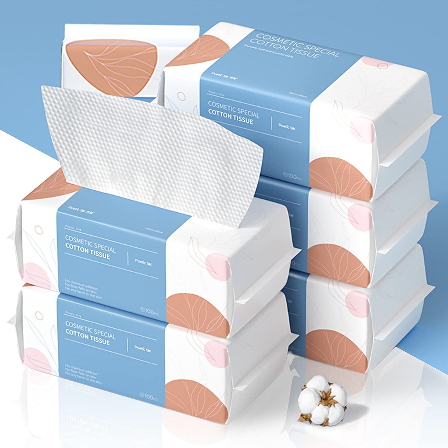 PoeticEHome 100% Cotton Soft Dry Wipes 6 Pack, Lint-Free Facial Towels, Extra Thick, Disposable, Dry/Wet Use for Skin & Cleaning (600ct)