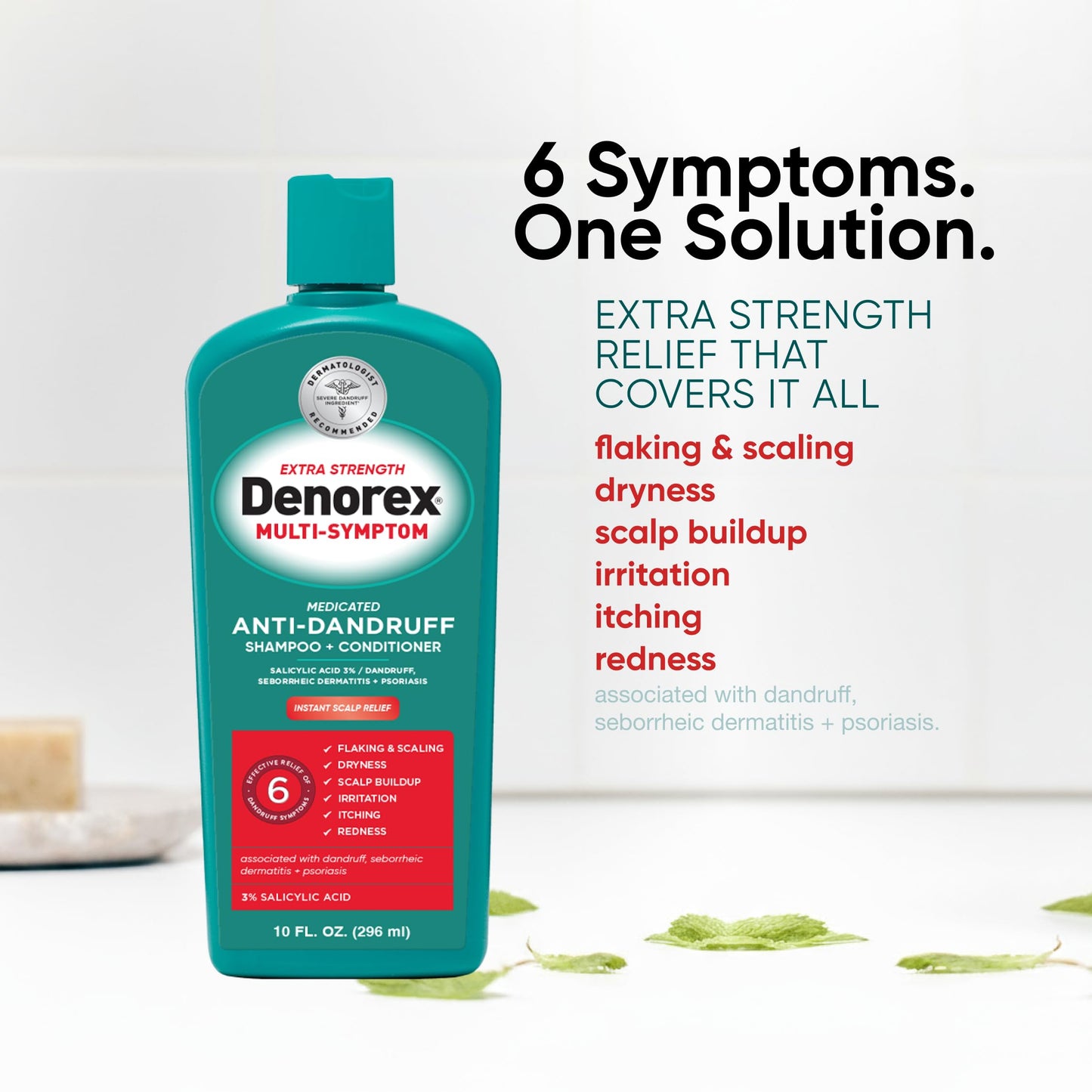 Denorex Extra Strength Anti-Dandruff Shampoo & Conditioner, 3% Salicylic Acid Treatment for Dandruff, Psoriasis & Seborrheic Dermatitis, 10 oz
