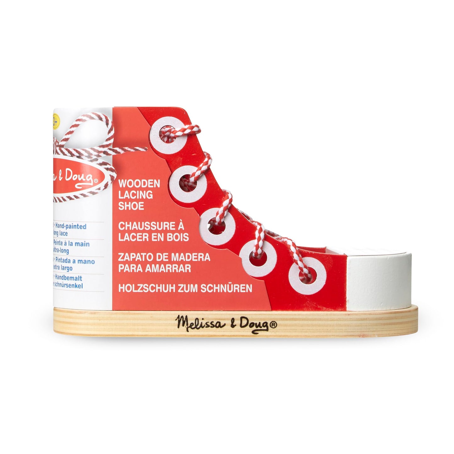 Melissa & Doug Deluxe Wood Lacing Sneaker - Learn to Tie a Shoe Educational Toy