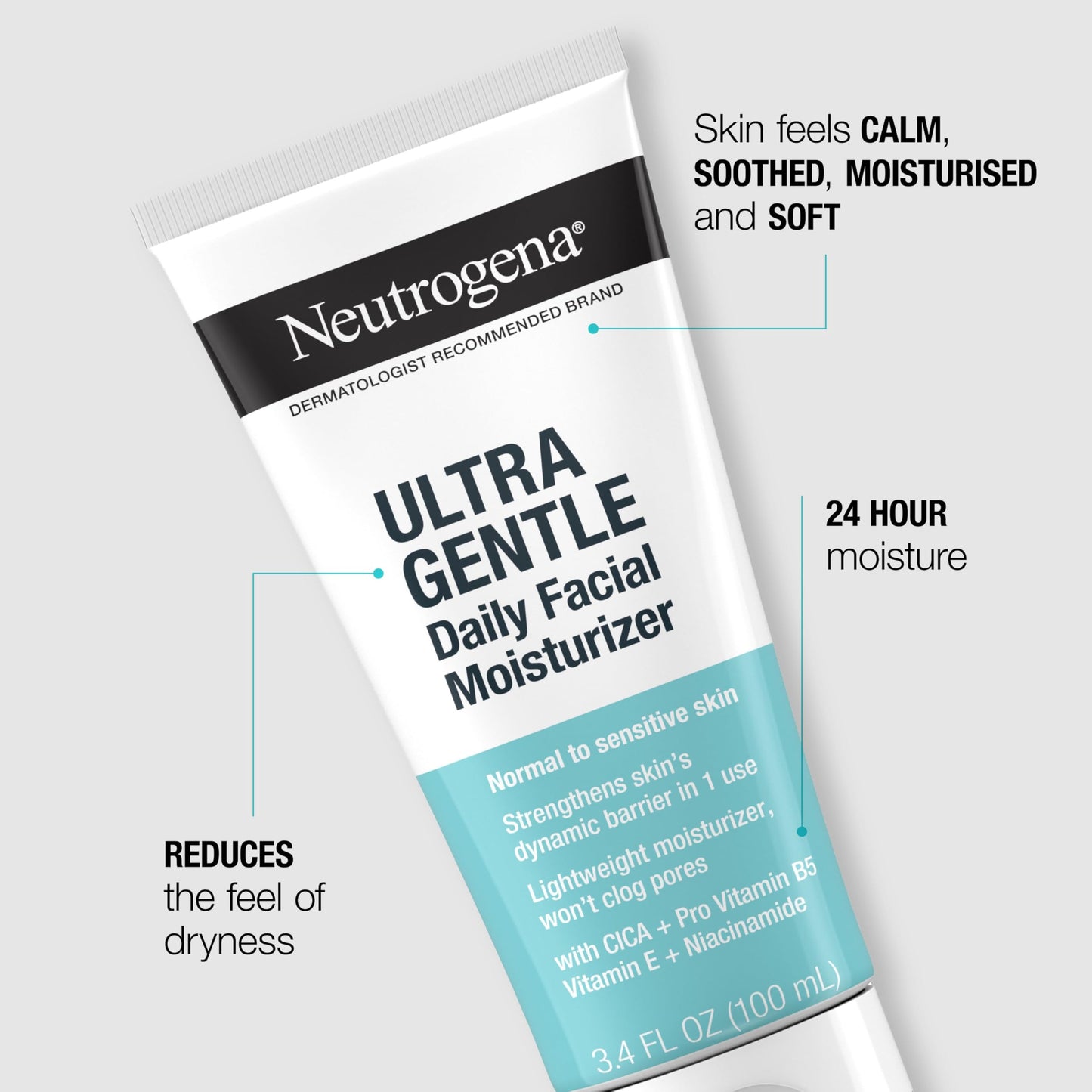 Neutrogena Fragrance-Free Daily Face & Neck Moisturizer for Sensitive Skin with Vitamins B3, B5 & E, 3.4 fl. oz