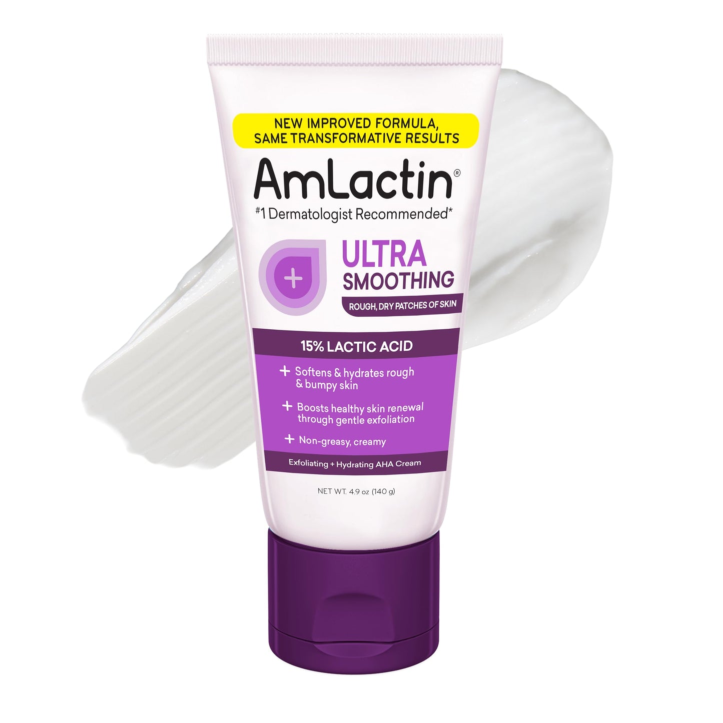 AmLactin Ultra Smoothing Cream 4.9 oz – 15% Lactic Acid Exfoliating & Moisturizing Lotion for Rough, Dry, Bumpy Skin (Packaging May Vary)