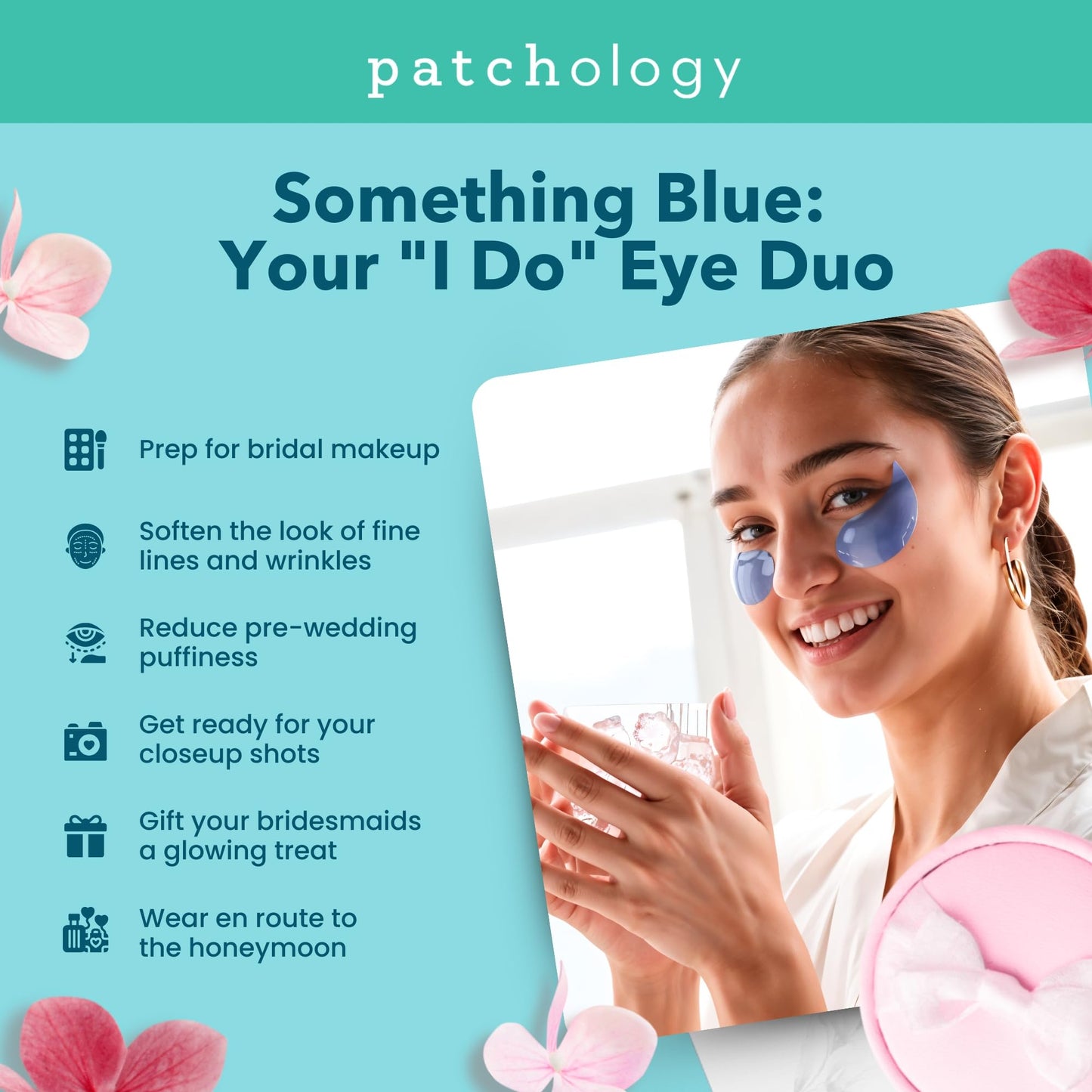 Patchology Bridal Shower Gift Set – “Something Blue” Cooling Under Eye Patches for Brides & Bridesmaids, Depuffing & Firming Gel Masks