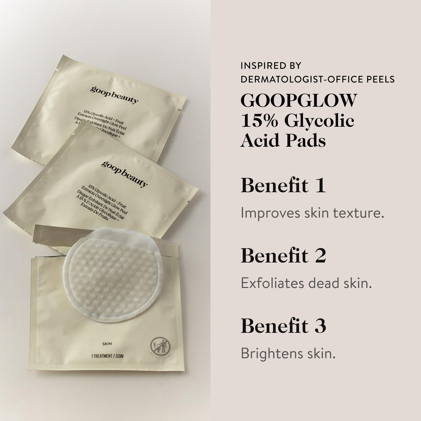 goop Beauty 15% Glycolic Acid Exfoliating Pads – Professional Peel-Inspired, Refines & Smooths Skin, Paraben & Silicone Free, 4 Pack