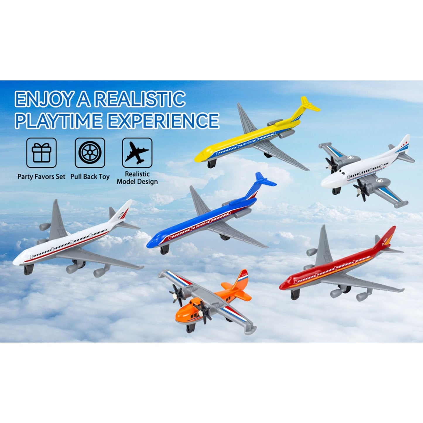 QUANA Airplane Toys, Metal Plane Pull Back Toys for Kids 3-6 Years, Die Cast Aircraft Models, Play Vehicles