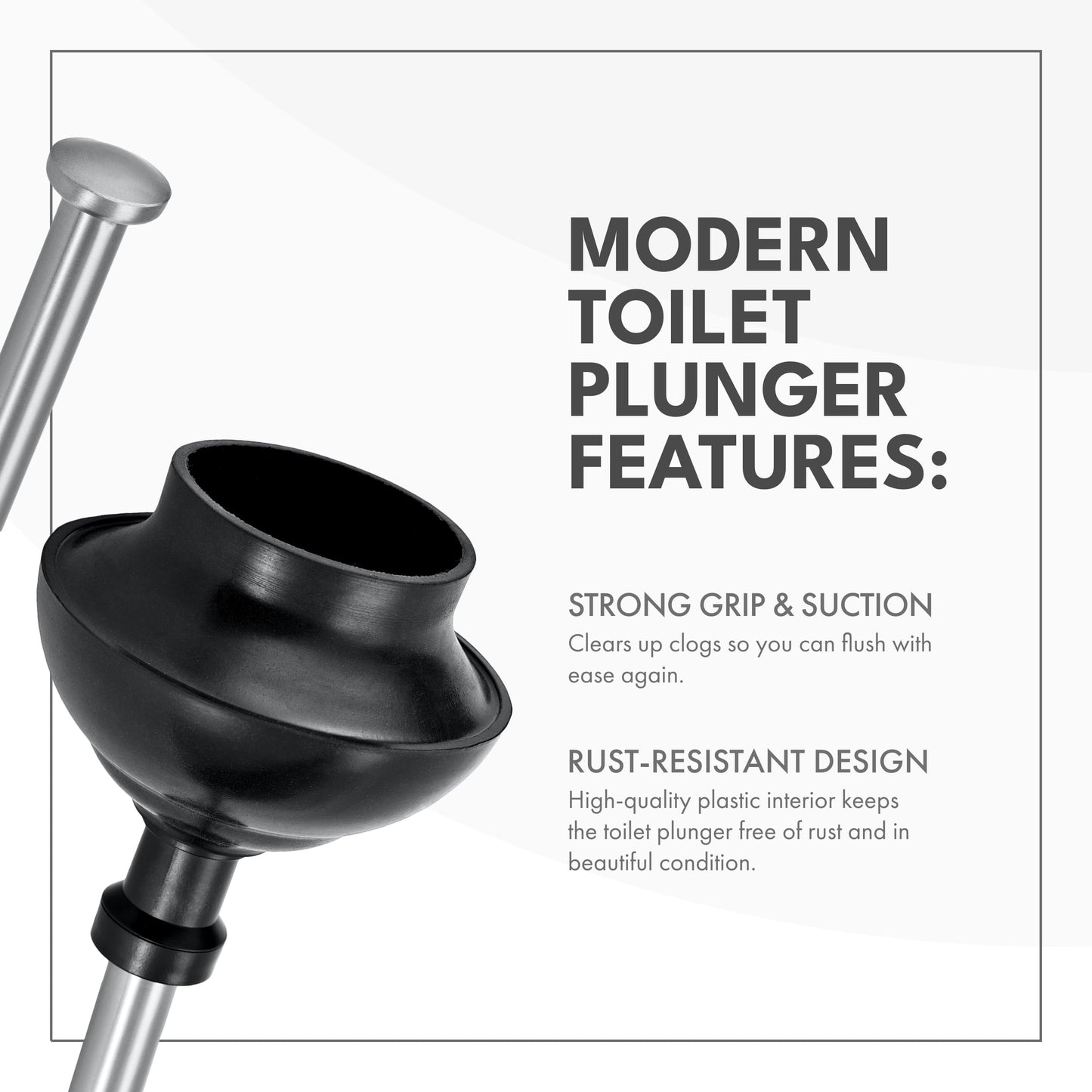 ToiletTree Stainless Steel Toilet Plunger – Heavy Duty with Holder for Bathroom & Cleaning Essentials – 6.5"x6.5"x18.5"