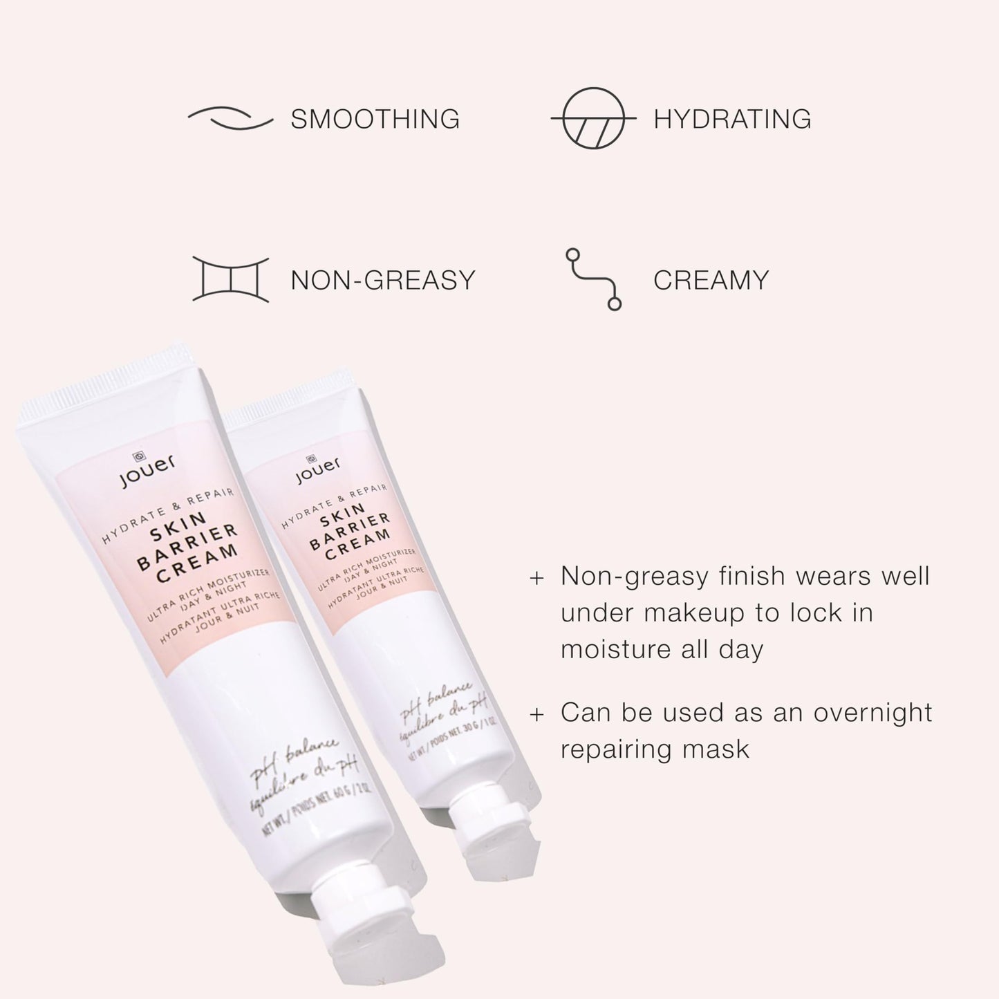 Jouer Skin Barrier Cream - Hydrating DD Cream with Hyaluronic Acid, Alpha Lipoic Acid & CoQ10 - Anti-Aging, Wrinkle Repair, 2 oz