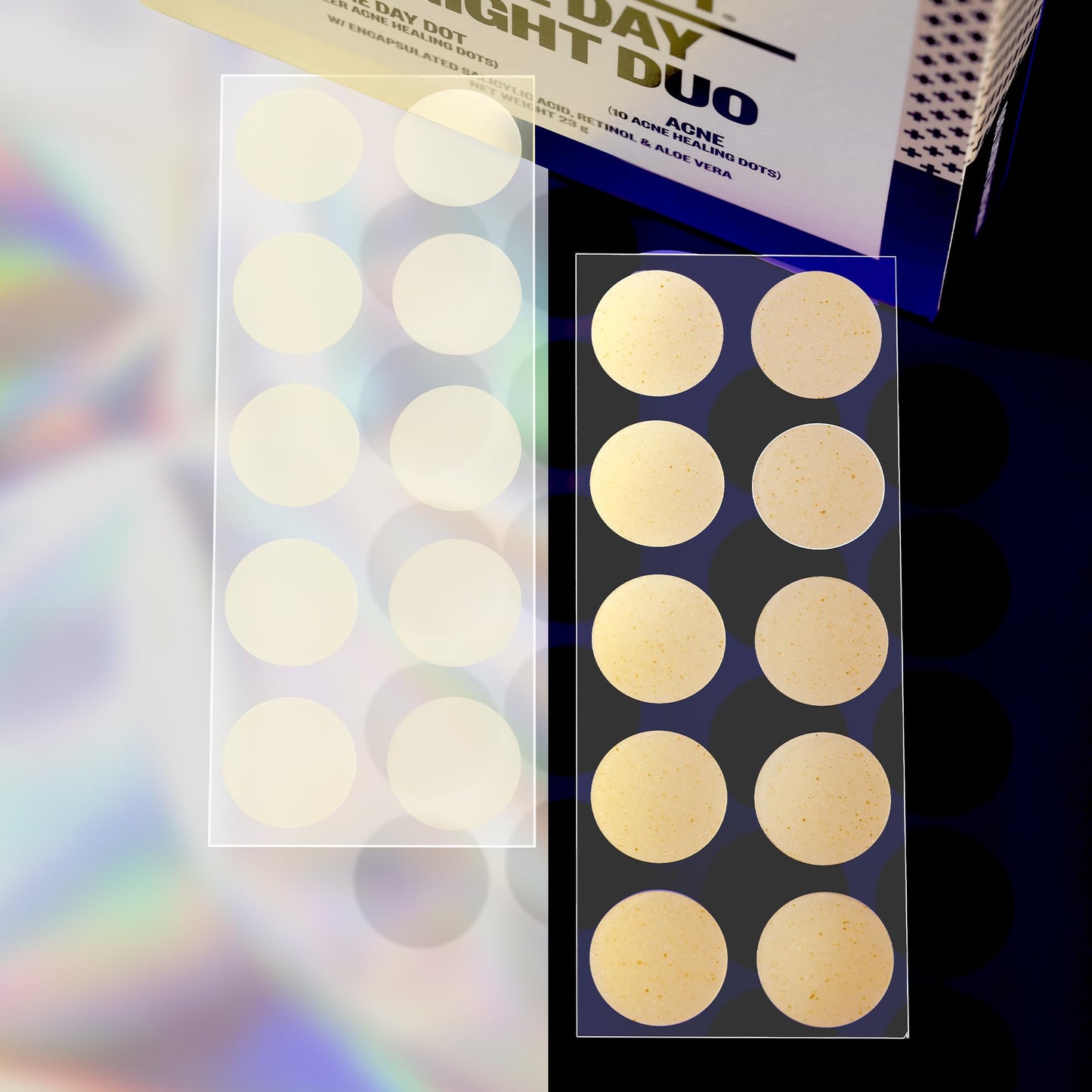 PEACE OUT Acne Day & Night Duo – Sheer Hydrocolloid Pimple Patches with Salicylic Acid, Retinol & Aloe Vera, 20 Dots for Fast Blemish Relief