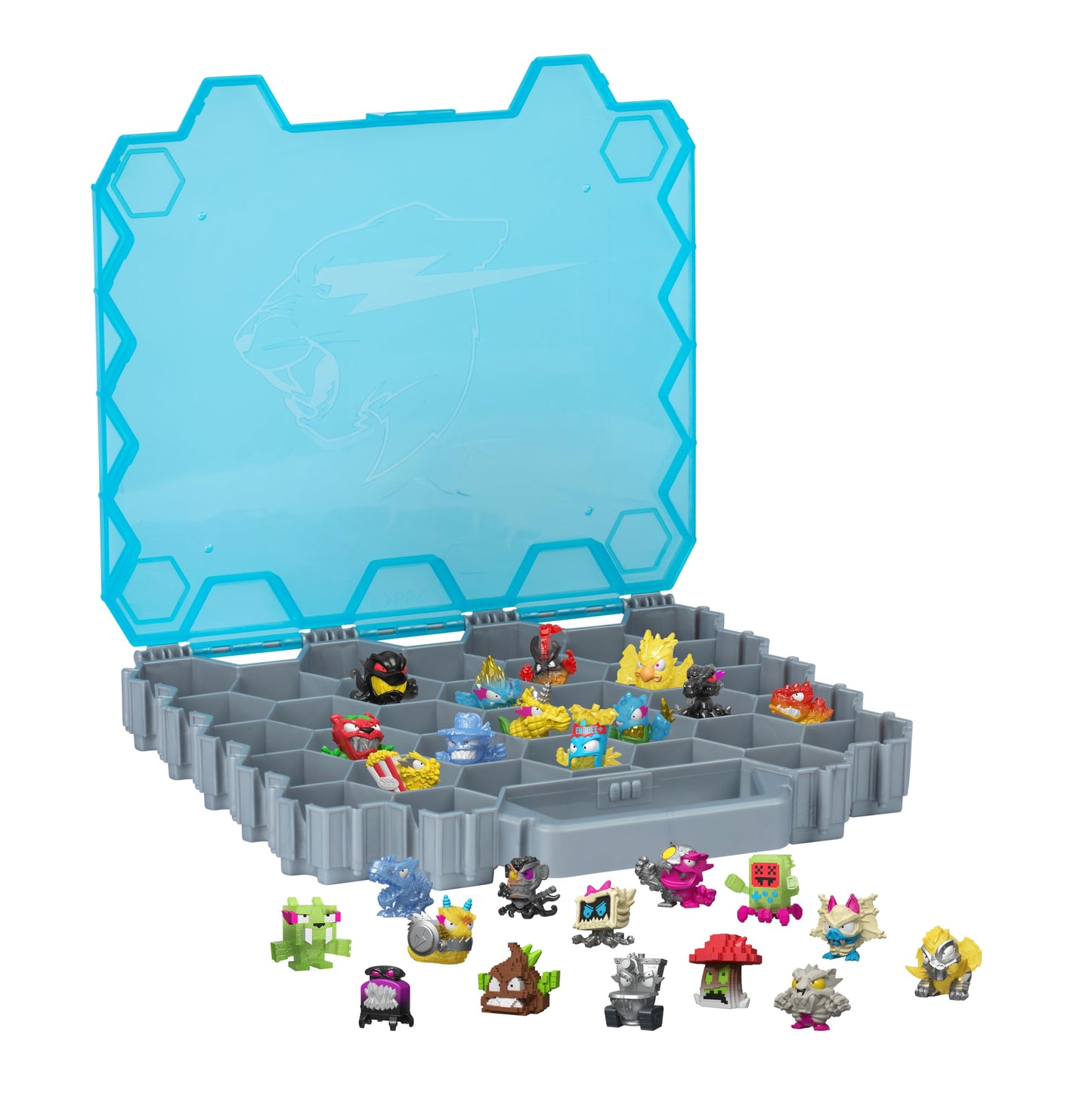 MRBEAST LAB Hive Collector Pack – 26 Micro Beasts Including 2 Glow-in-the-Dark, 26 Stickers & 2 Fusion Caps, Holds 70+ Micro Beasts