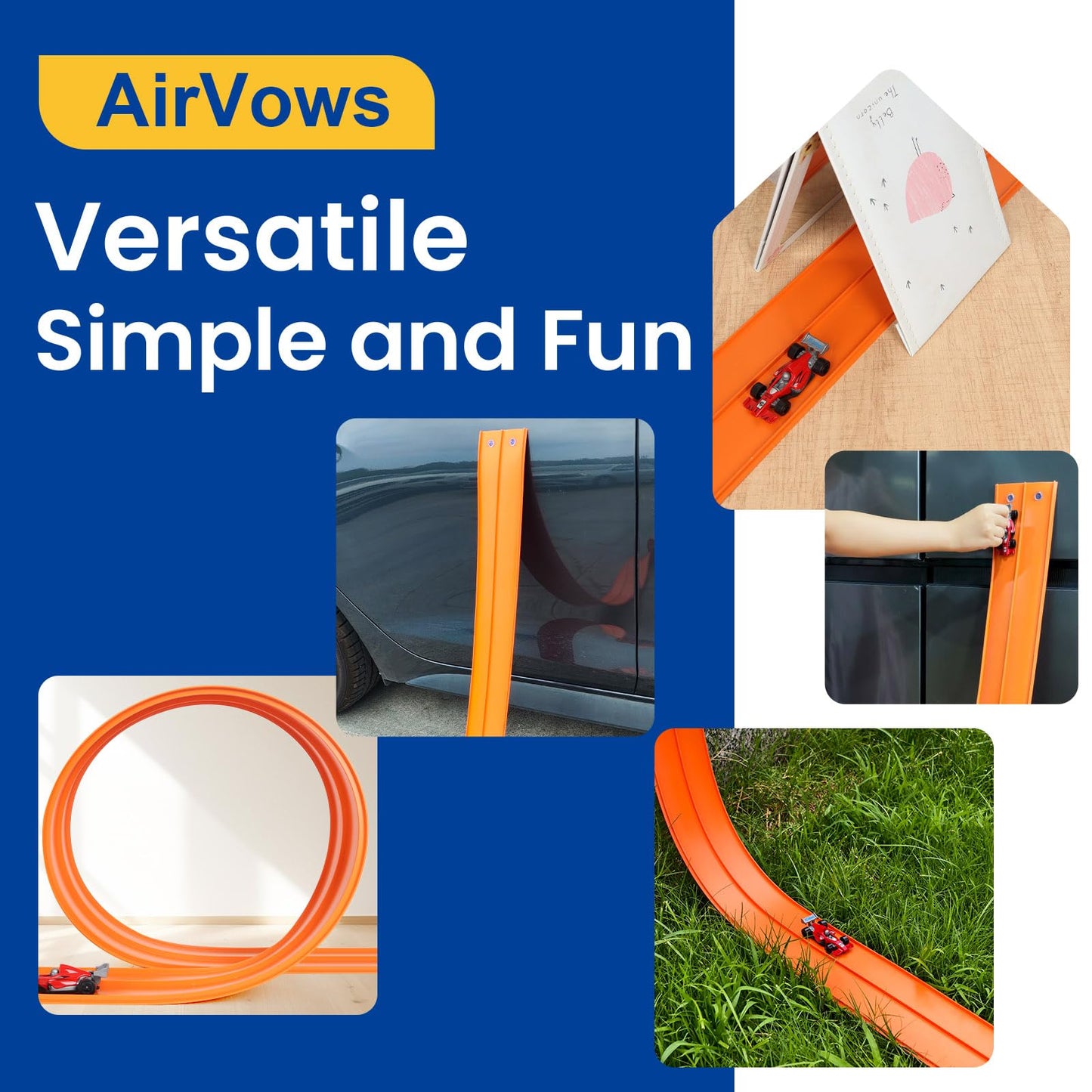 15 Ft Flexible Kids Race Track with 3 Cars & Storage Bag – Safe, Durable, Easy to Clean, Fun Birthday Gift for Ages 4-9 (Orange)