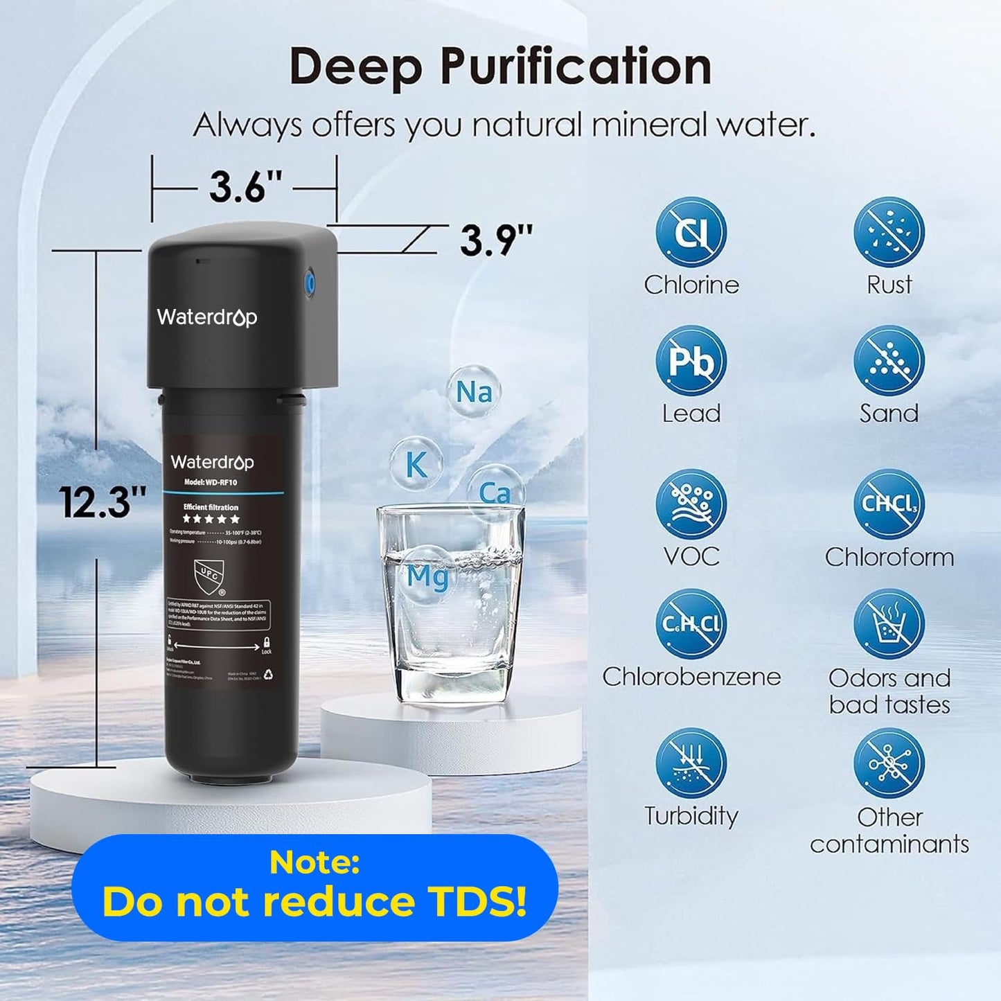 Waterdrop 10UA Under Sink Water Filter – Reduces PFAS, Lead, Chlorine, Bad Taste & Odor, Direct Connect, NSF/ANSI 42, 8K Gallons