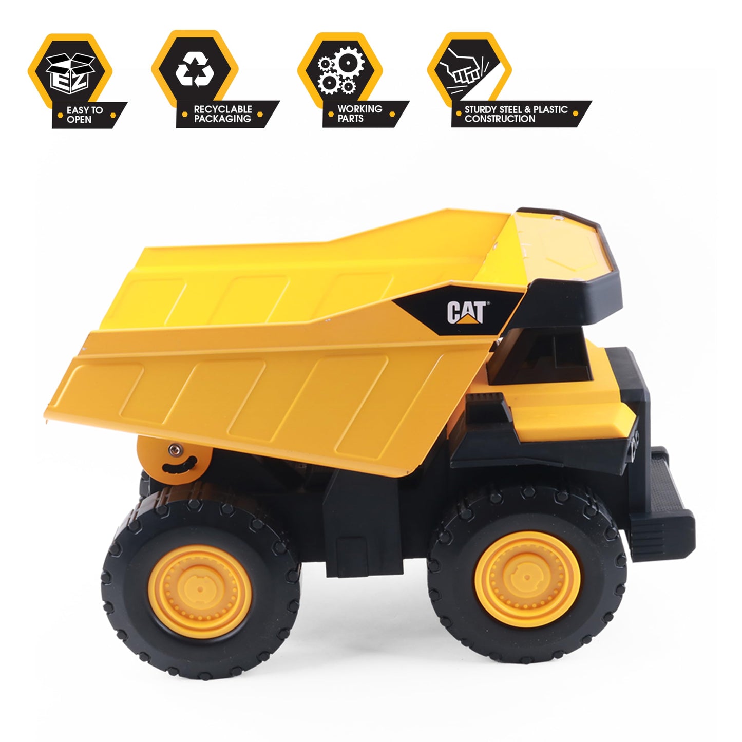 Cat Construction Toys Real Steel Max Dump Truck 16" – Heavy-Duty Dump Bed, All-Terrain Wheels, Indoor/Outdoor Play for Kids 3+