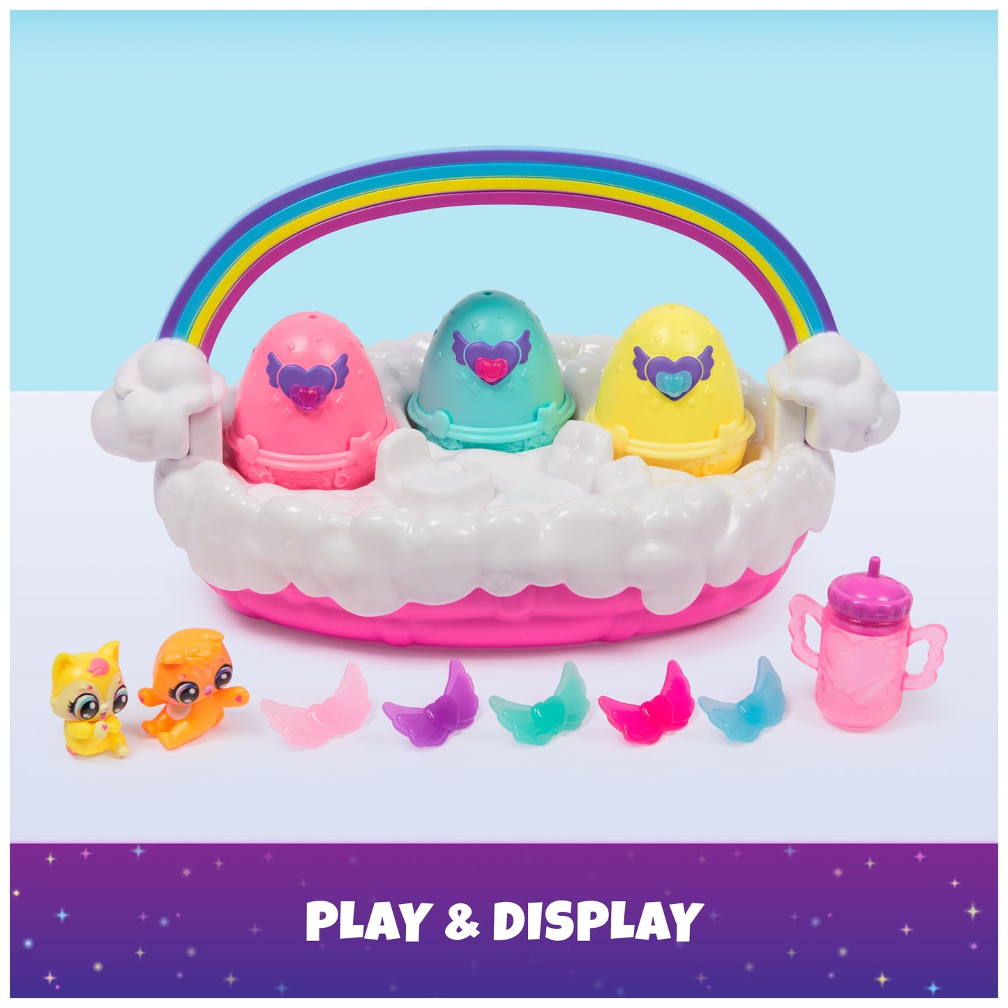 Hatchimals Alive, Neon Rainbow Spring Basket Toy (Styles May Vary), 3 Self-Hatching Easter Eggs, Fun Gift & Kids Toys for Girls & Boys Ages 3 and up