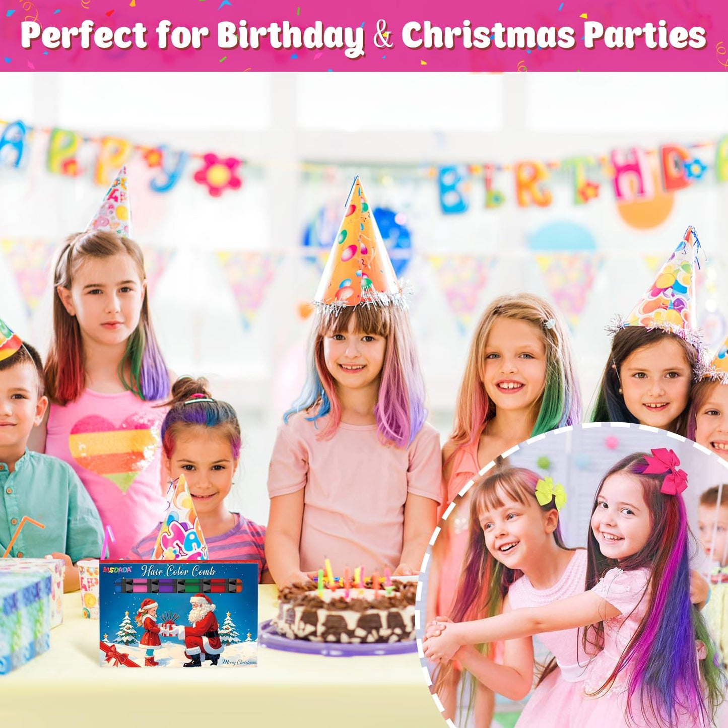 New Hair Chalk Comb for Kids – Washable Temporary Hair Color Dye for Girls Ages 4–12 | Fun DIY Cosplay, Party, Birthday & Holiday Gift