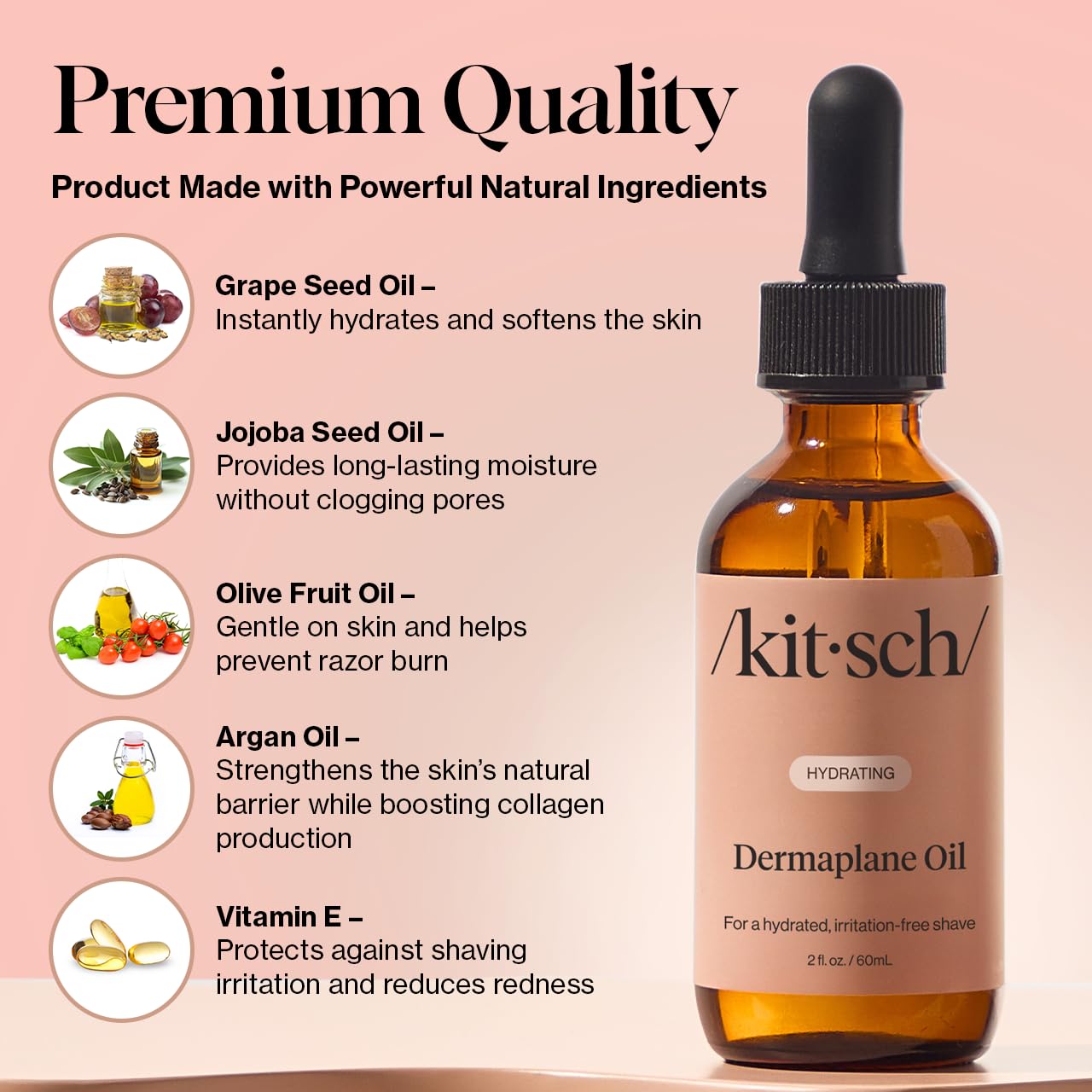 Kitsch Dermaplane Face Oil – Hydrating Jojoba & Argan Oil for Dermaplaning, Gua Sha & Razor Use – Smooth, Radiant Skin, 2oz