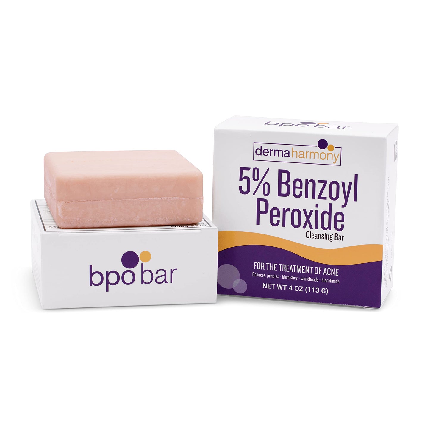 Dermaharmony 5% Benzoyl Peroxide Cleansing Bar for acne (4 oz)