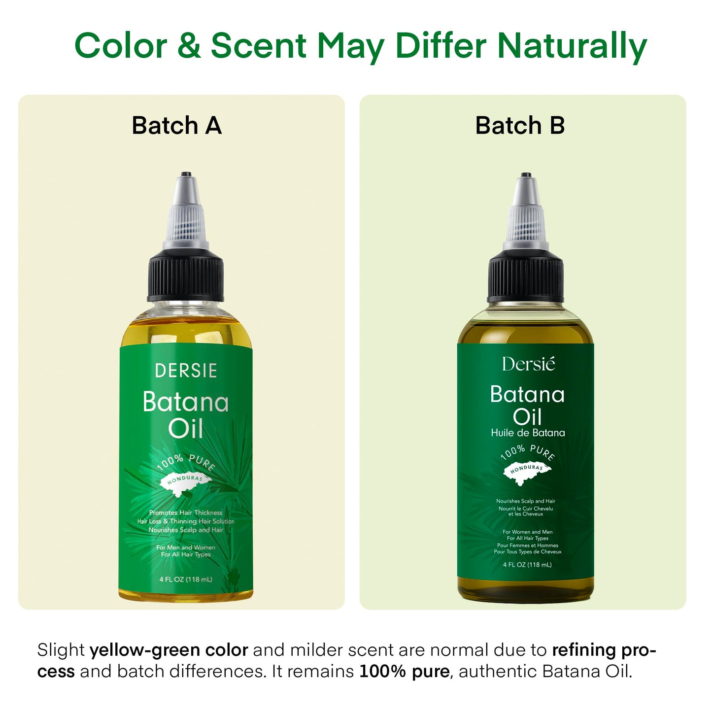 Dersie Batana Oil for Hair Growth: Dr Sebi Organic Raw Batana Oil from Honduras - 100% Pure & Natural - For Thicker & Stronger Hair - 4 FL OZ