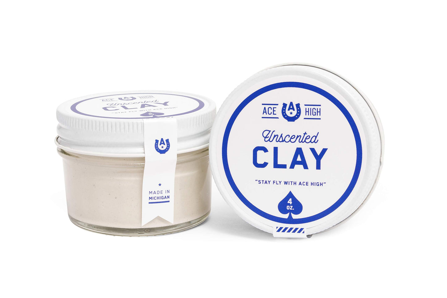 ace high Unscented Hair Clay, Strong Hold, Satin to Matte Finish, Adds Texture and Thickness, 4oz