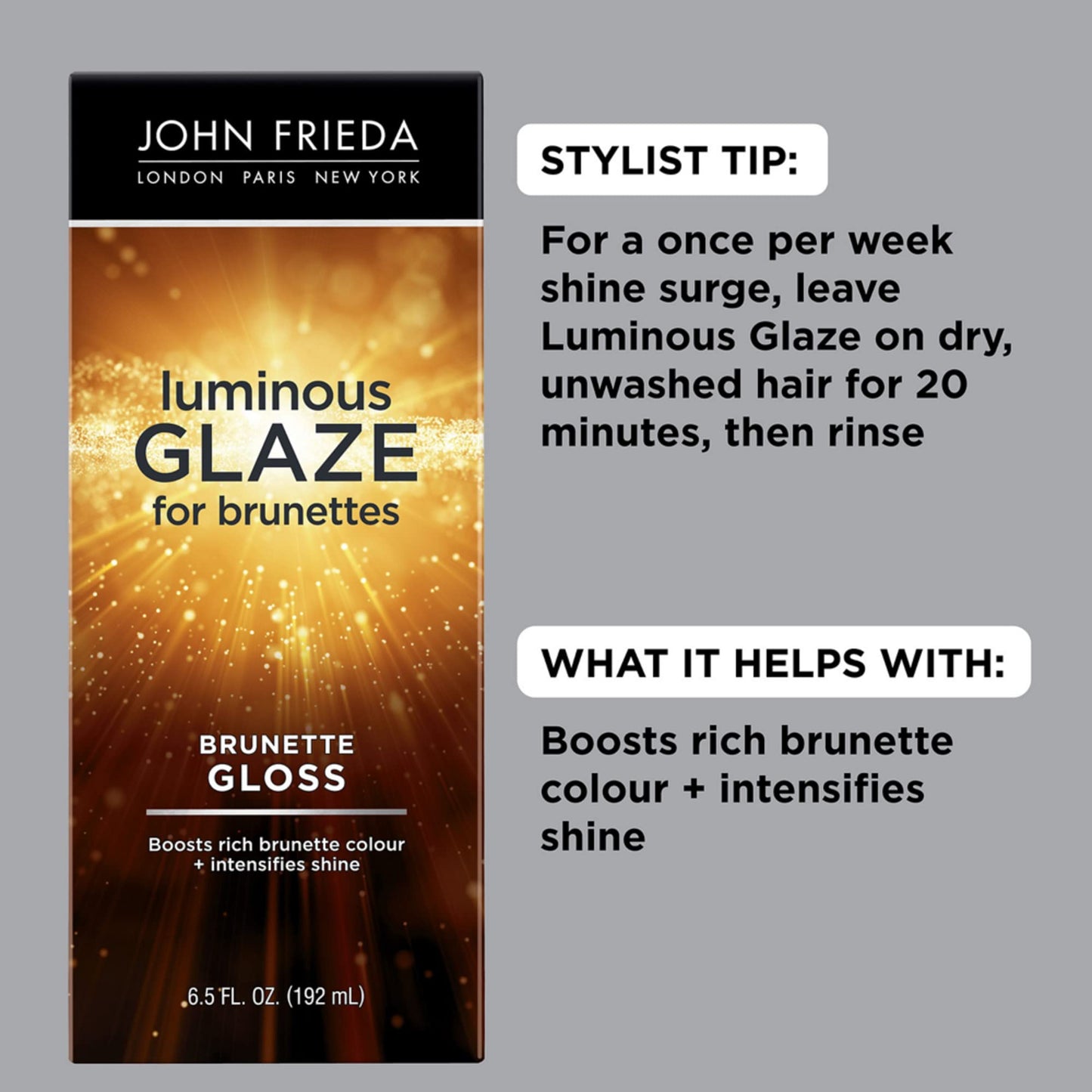 John Frieda Brilliant Brunette Luminous Glaze 6.5 Oz – Hair Gloss for Brunettes, Enhances Color, Boosts Shine & Repairs Damaged Hair